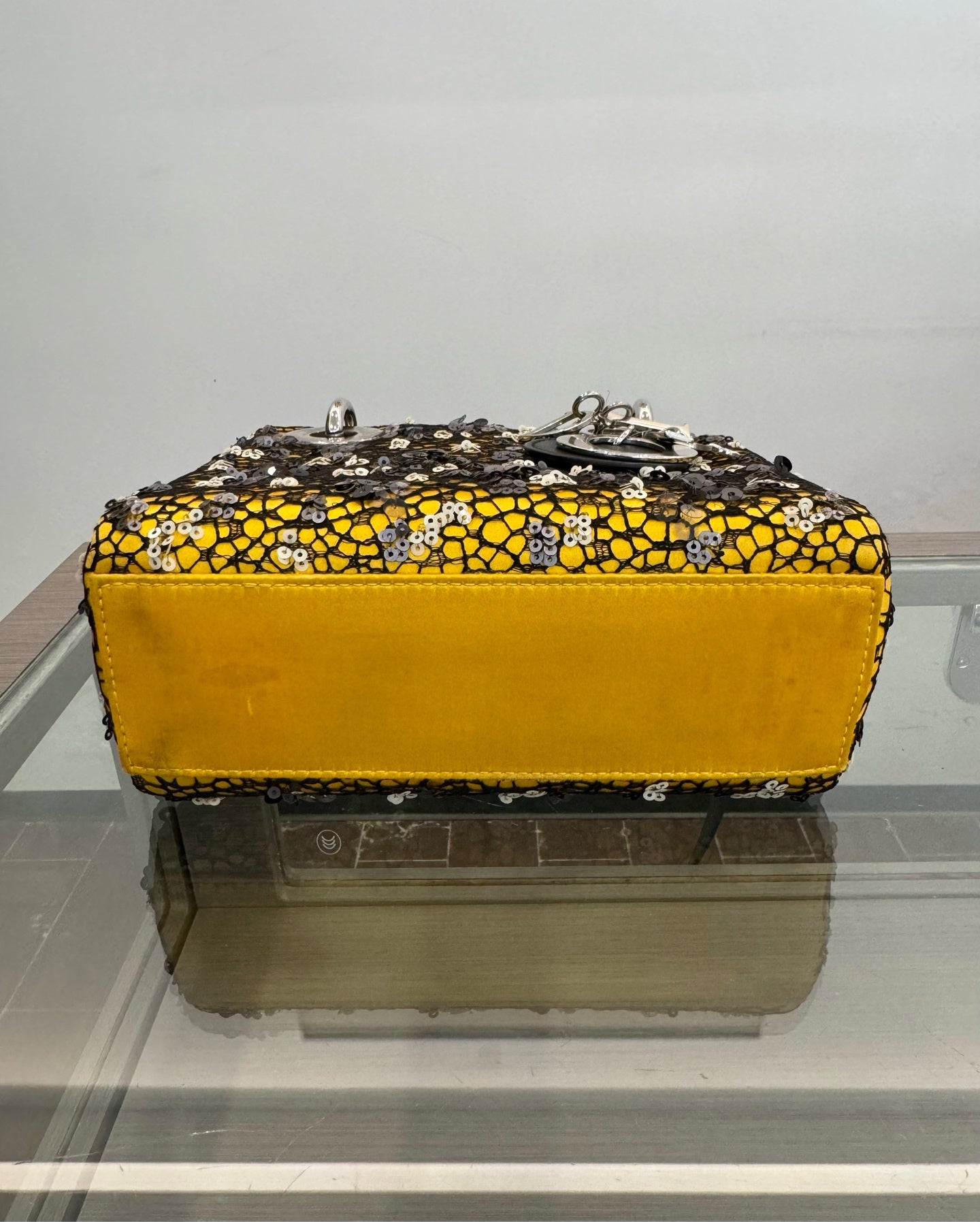 Dior - Lady Dior - Silk satin, lace, and sequins - Yellow - (mini)