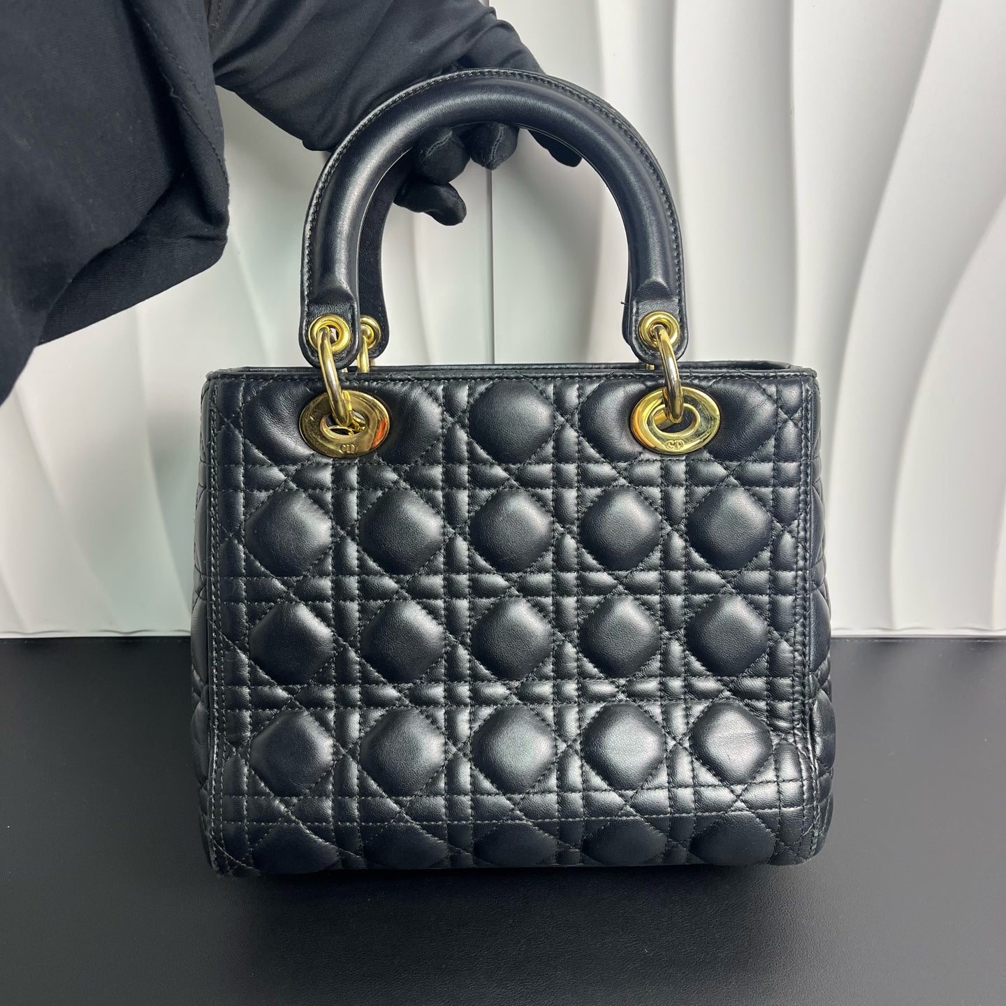 Dior - Lady Dior Bag - Lambskin leather - Black - (Medium)