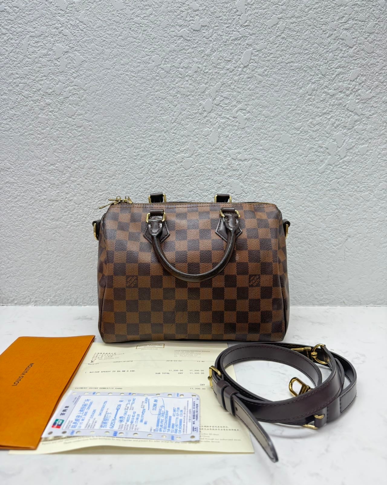 Louis Vuitton - Speedy 25 Bandoulière - Damier Ebene coated canvas with leather trim - Brown - (small)