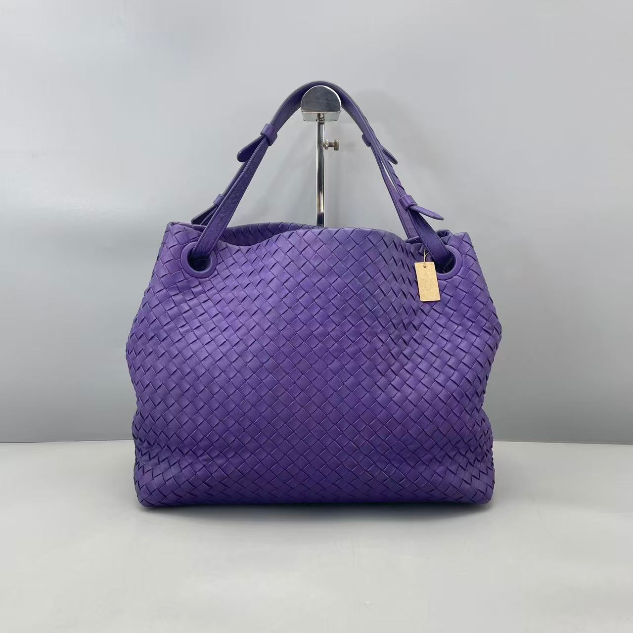 Bottega Veneta - Intrecciato Double Bridge Tote - Leather - Purple - (Large)