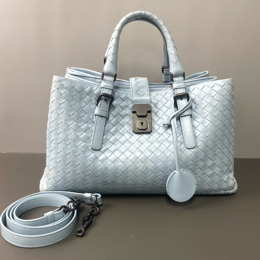 Bottega Veneta - Roman Woven Handbag - Leather - Light Blue - (medium)