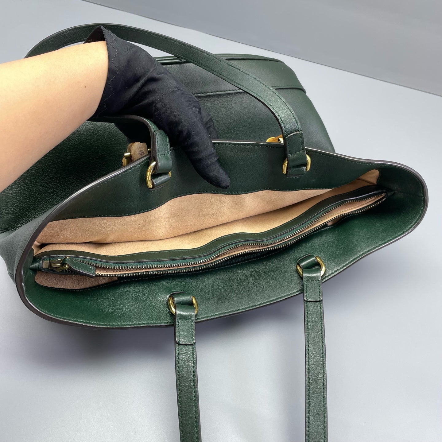 Gucci - Bamboo Top Handle Tote - Grained leather - Green - (Medium)