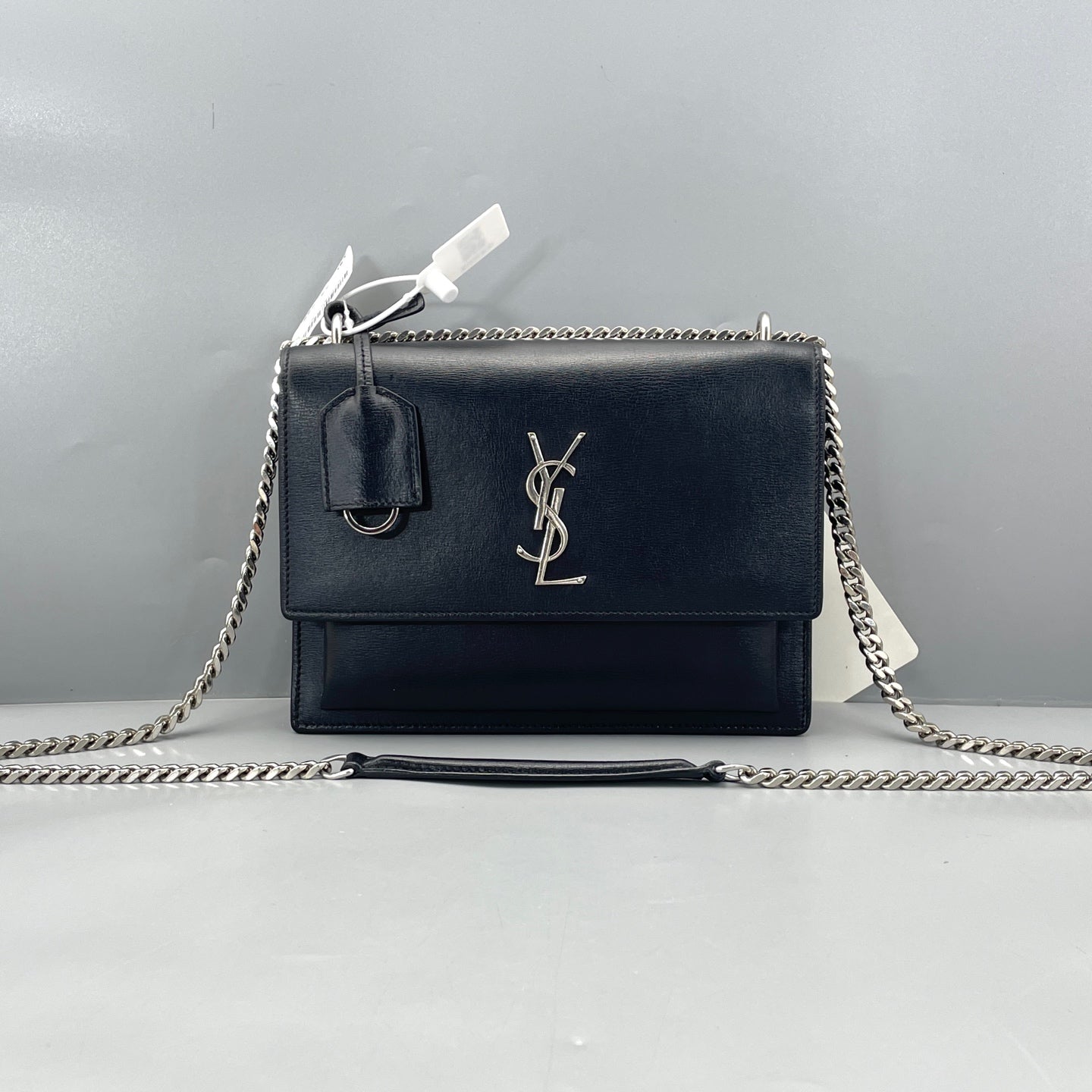 Saint Laurent - Sunset Medium - Grained leather - Black with Silver-tone Hardware - (Medium)