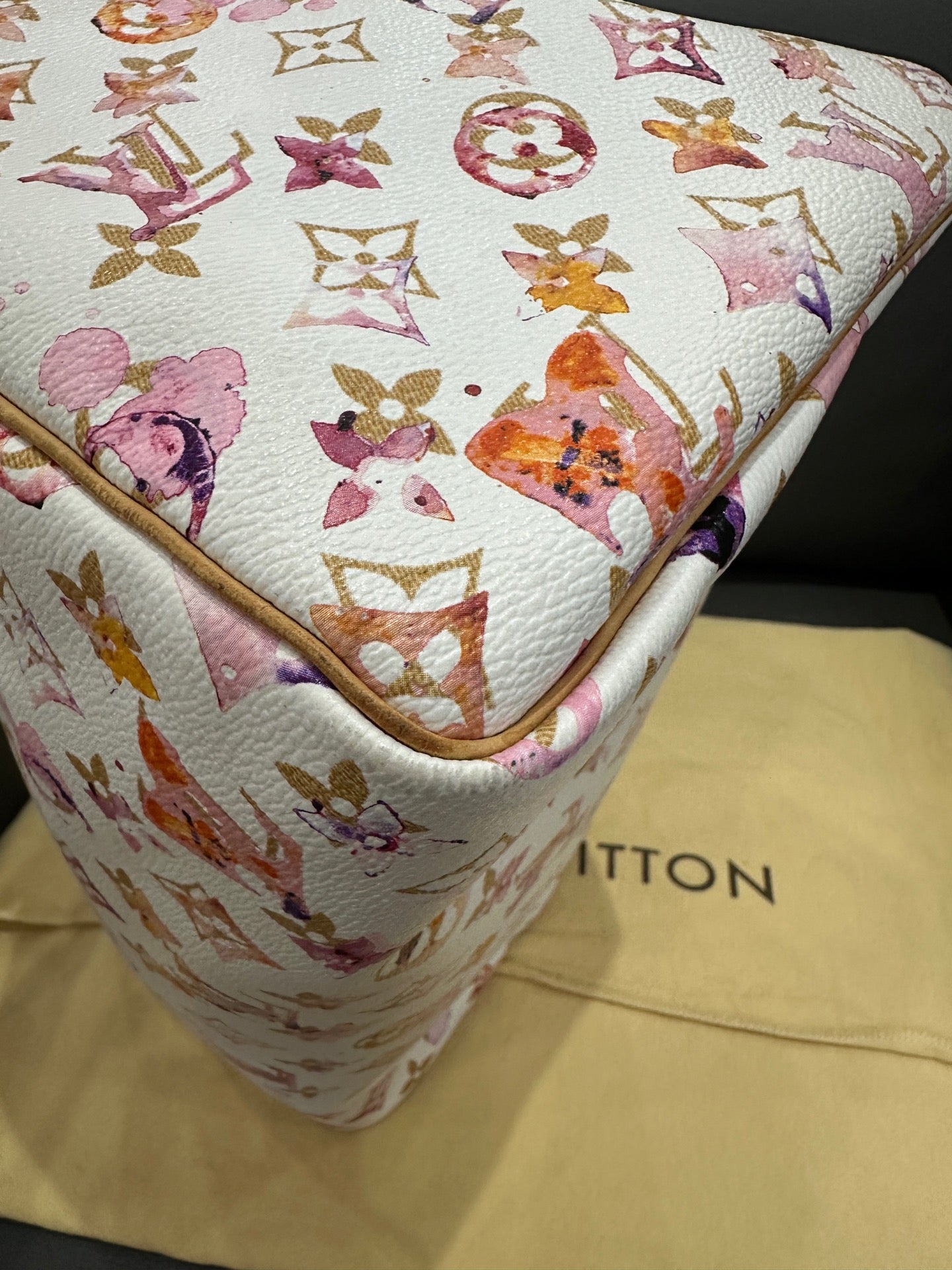 Louis Vuitton - Speedy 30 Watercolor - Coated canvas and Vachetta leather - White with Multicolour print - (medium)