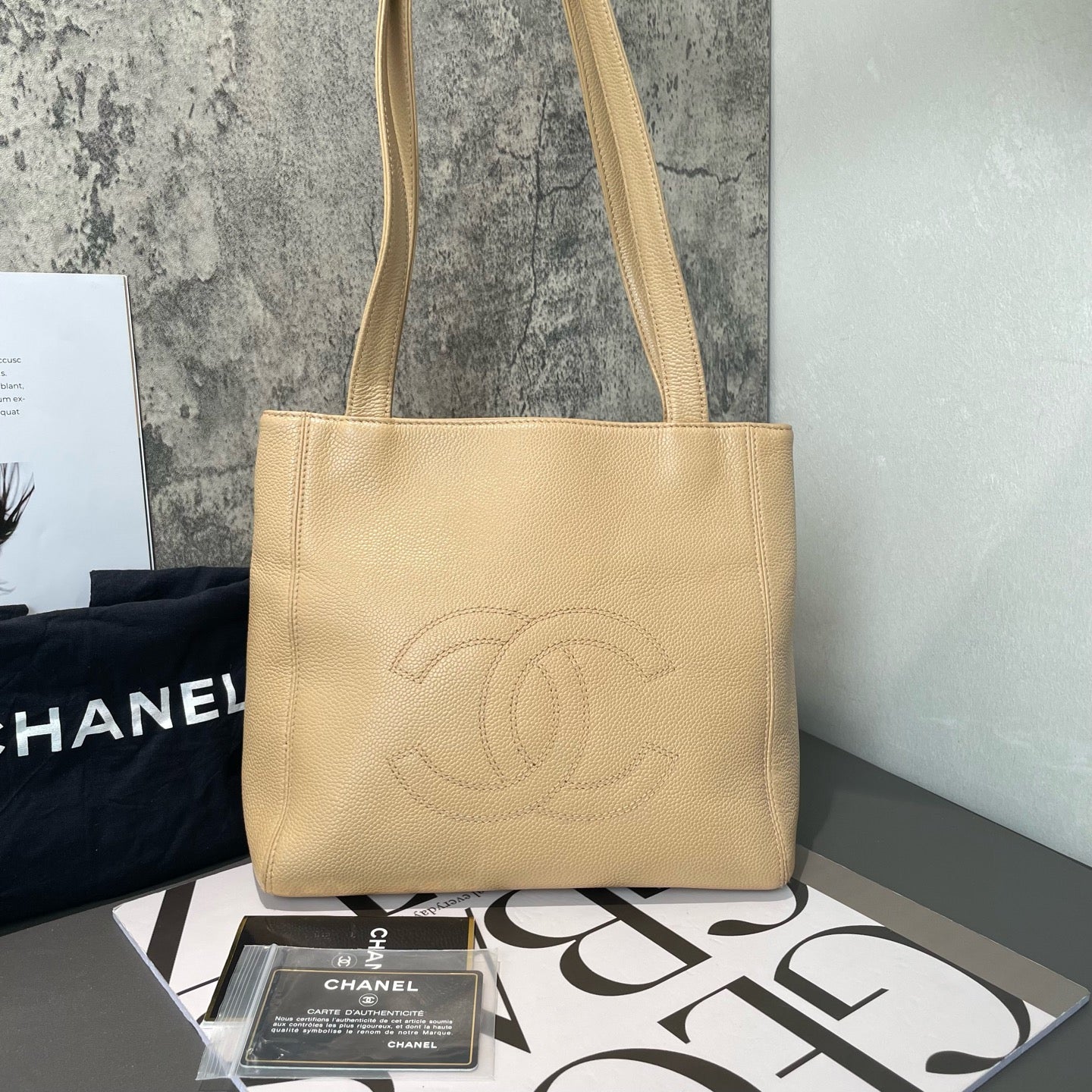 Chanel - Vintage Caviar Skin Tote - Caviar leather - Beige - (medium)