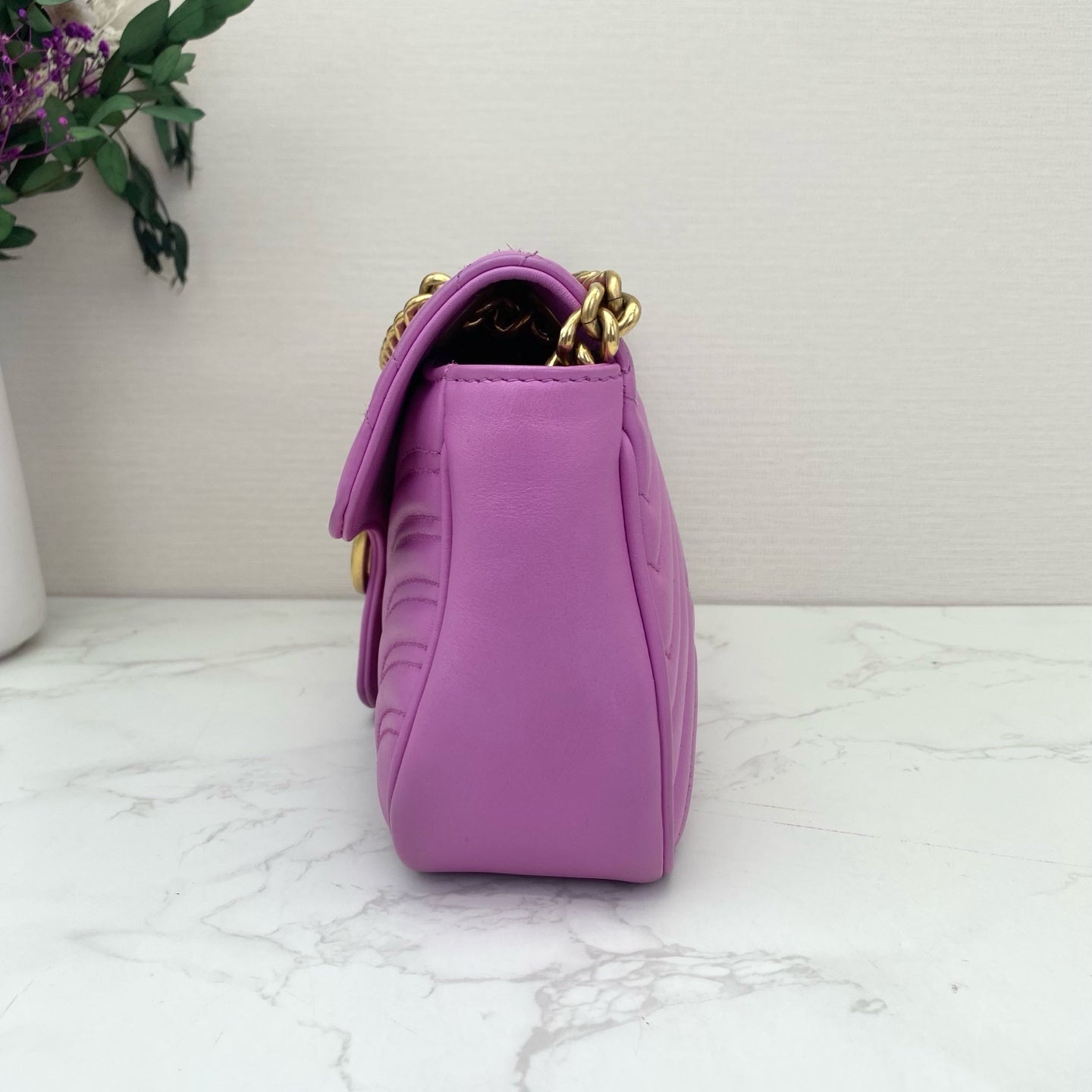 Gucci - GG Marmont Matelassé Shoulder Bag - Leather - Purple - (small)