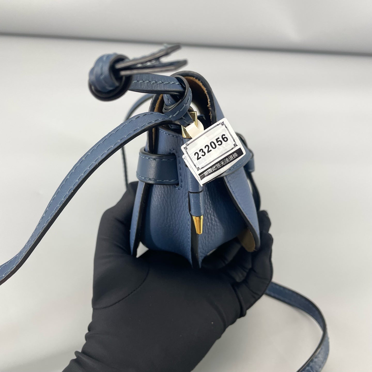 Loewe - Gate Mini Saddle Bag - Grained leather - Blue - (mini)