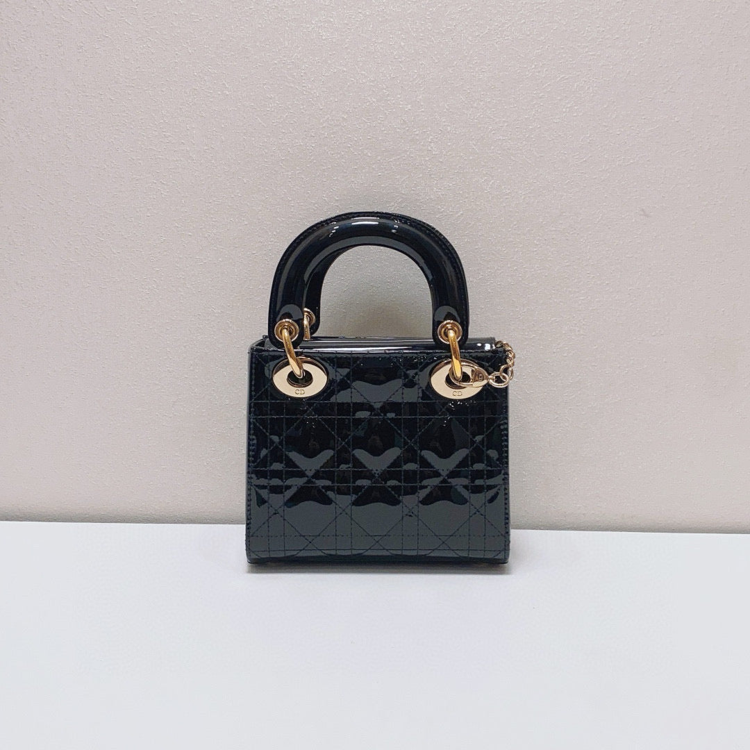 Dior - Lady Dior Mini - Patent leather - Black - (mini)