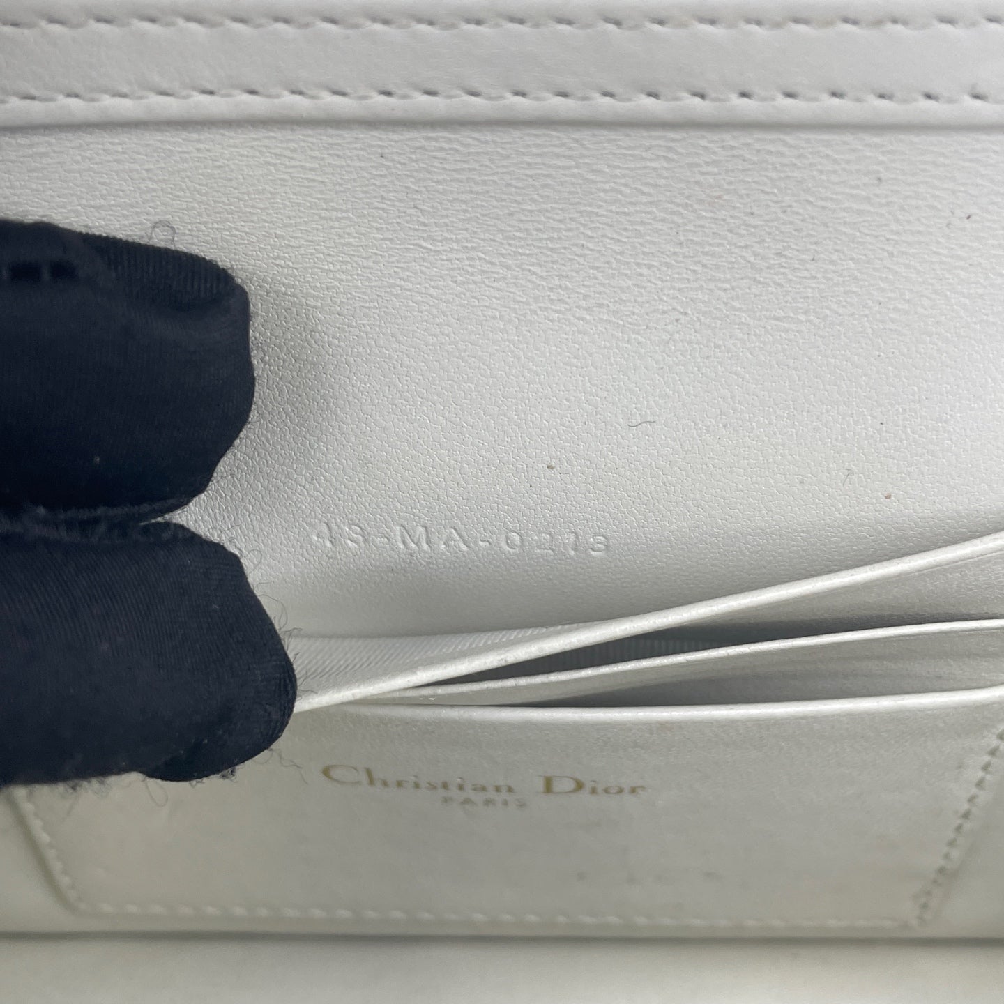 Dior - Lady Dior WOC with Pearl Chain - Leather - White - (mini)