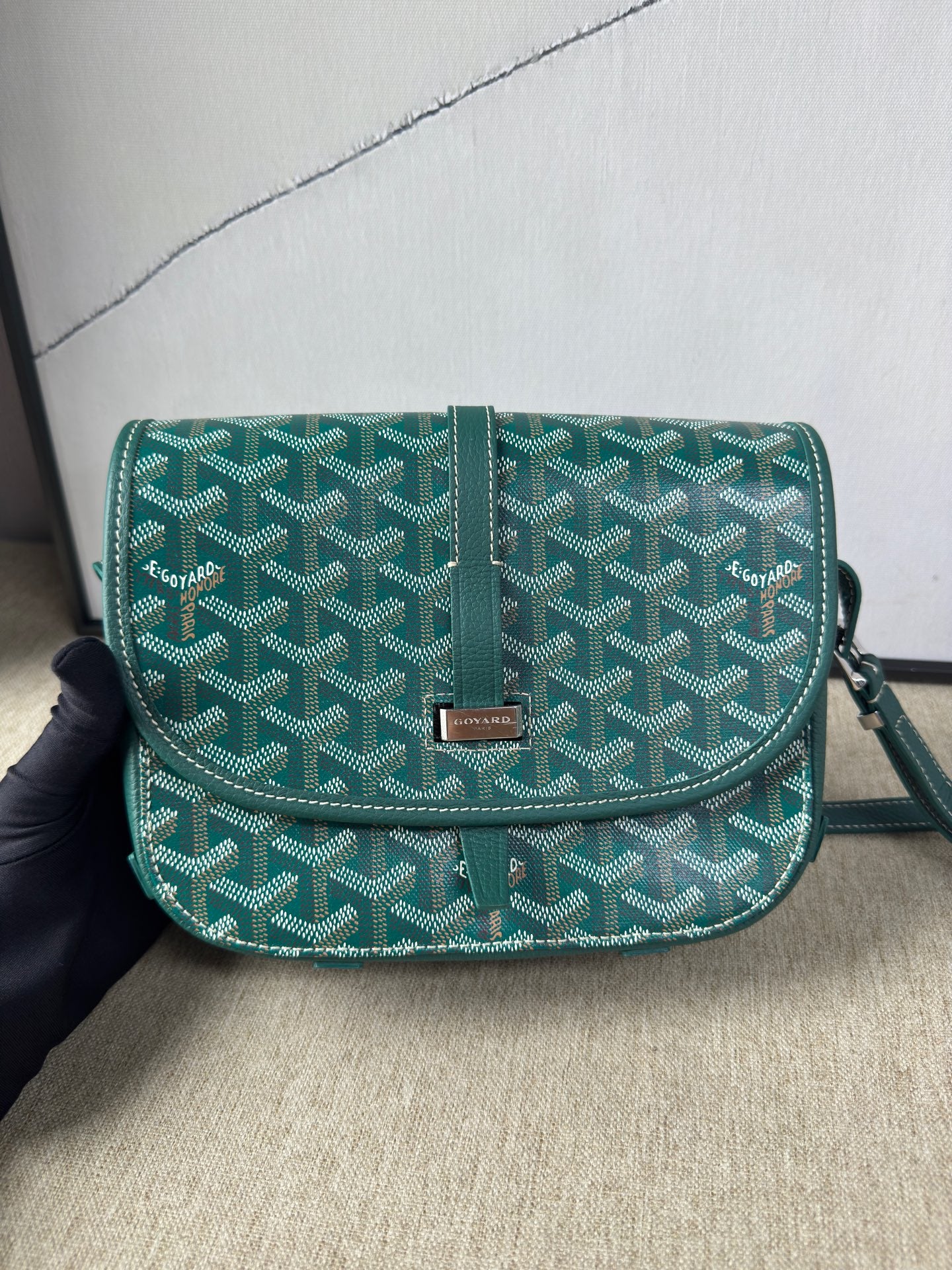 Goyard - Belvedere Messenger Bag - Goyardine canvas with pebbled leather trim - Green - (Small)