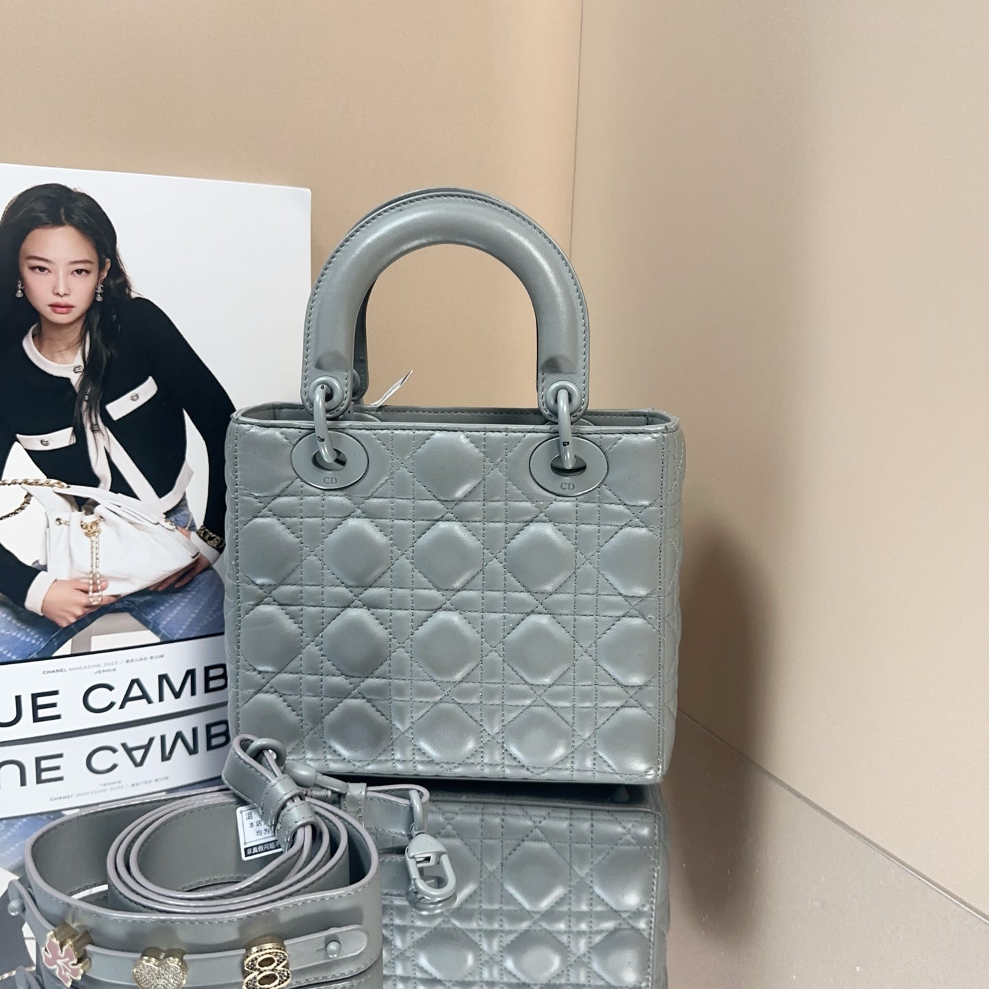 Dior - Lady Dior - Leather - Grey - (Small)