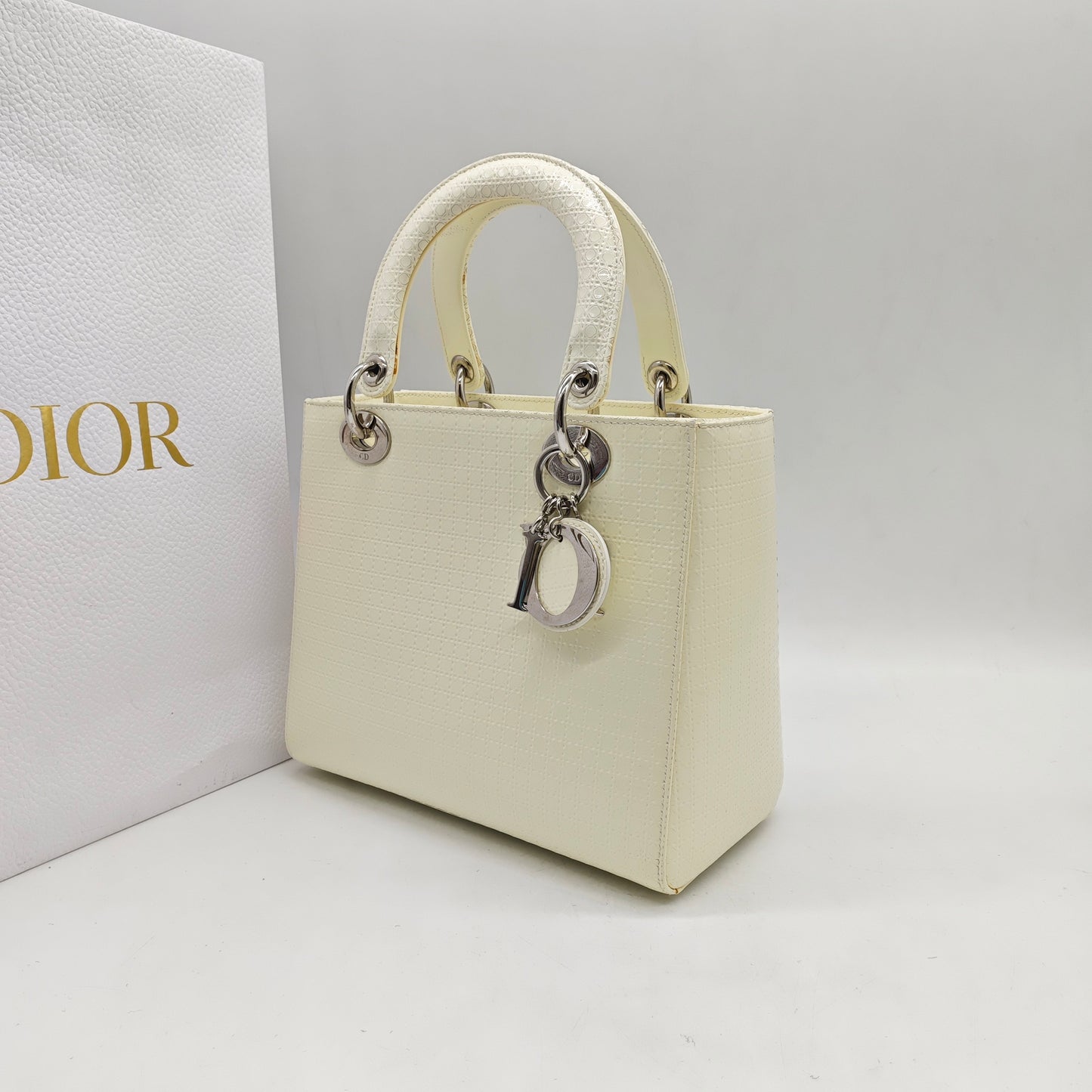 Dior - Lady Dior 5-block - Patent leather - White - (Medium)