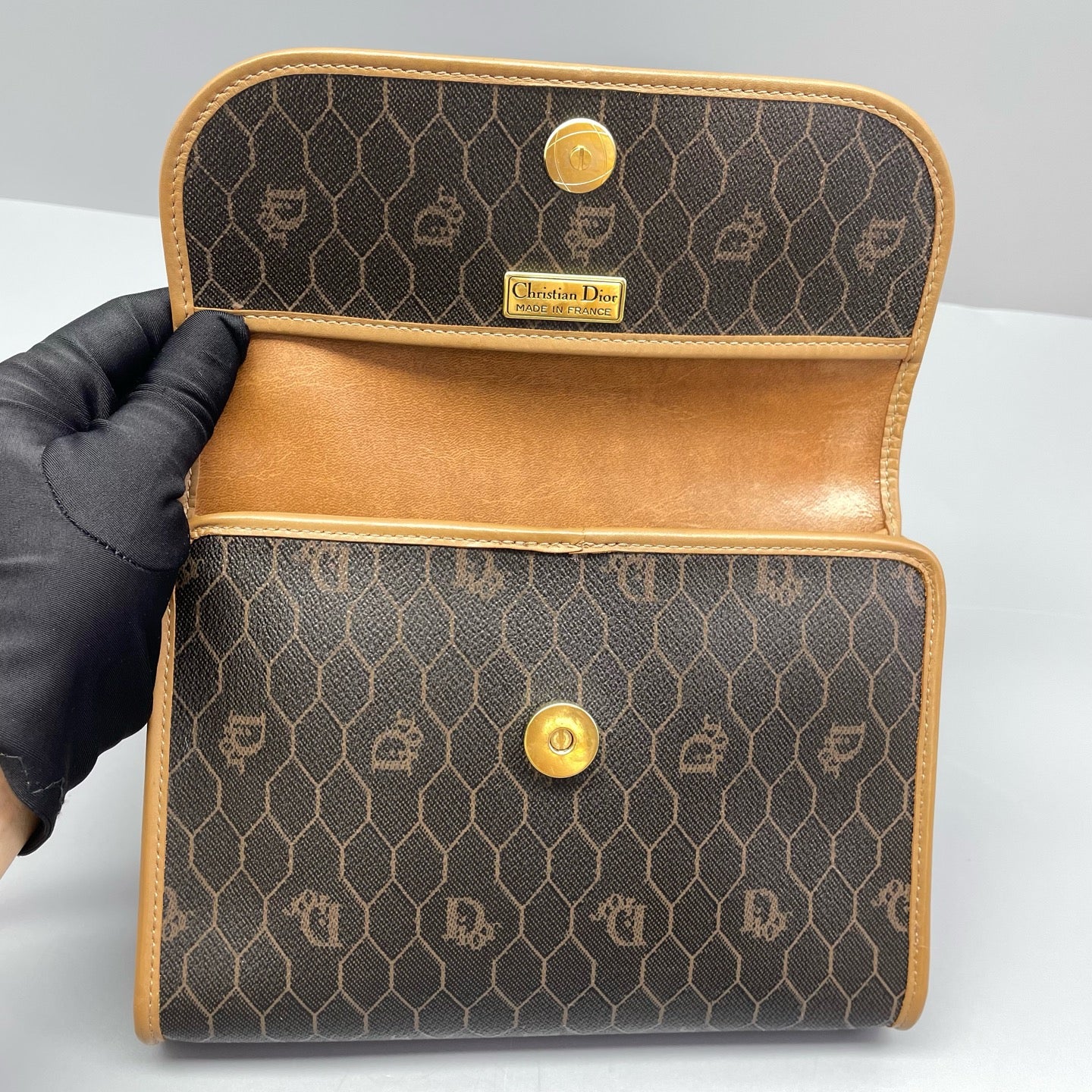 Dior - Vintage Honeycomb Flap Shoulder Bag - Coated canvas with leather trim - Brown - (Small)