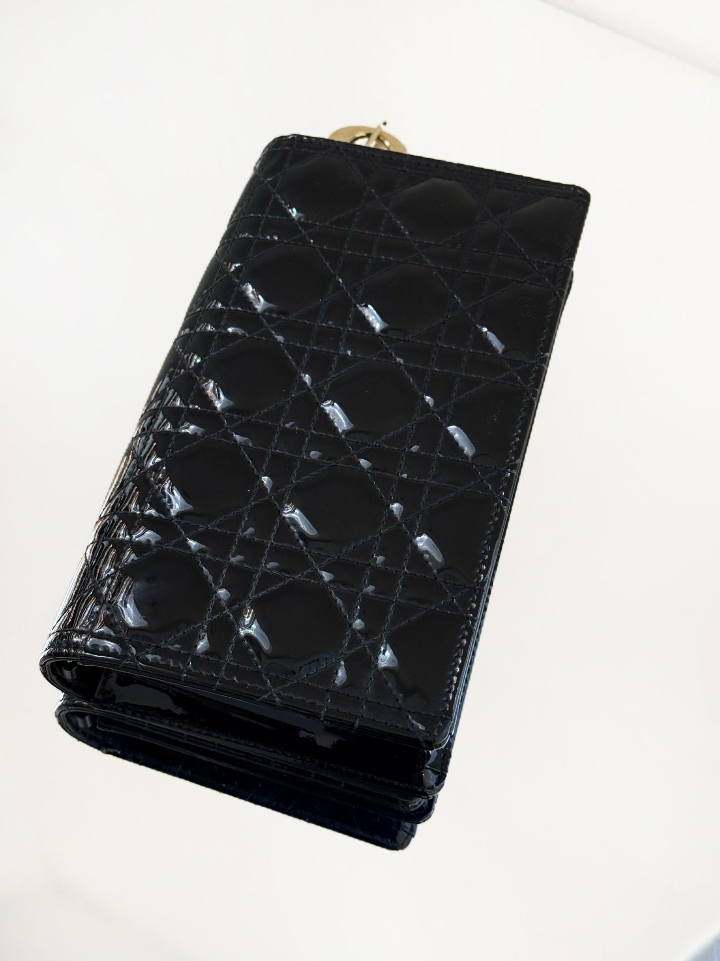 Dior - Lady Dior Cannage Chain Pouch 3-in-1 - Patent leather - Black - (mini)