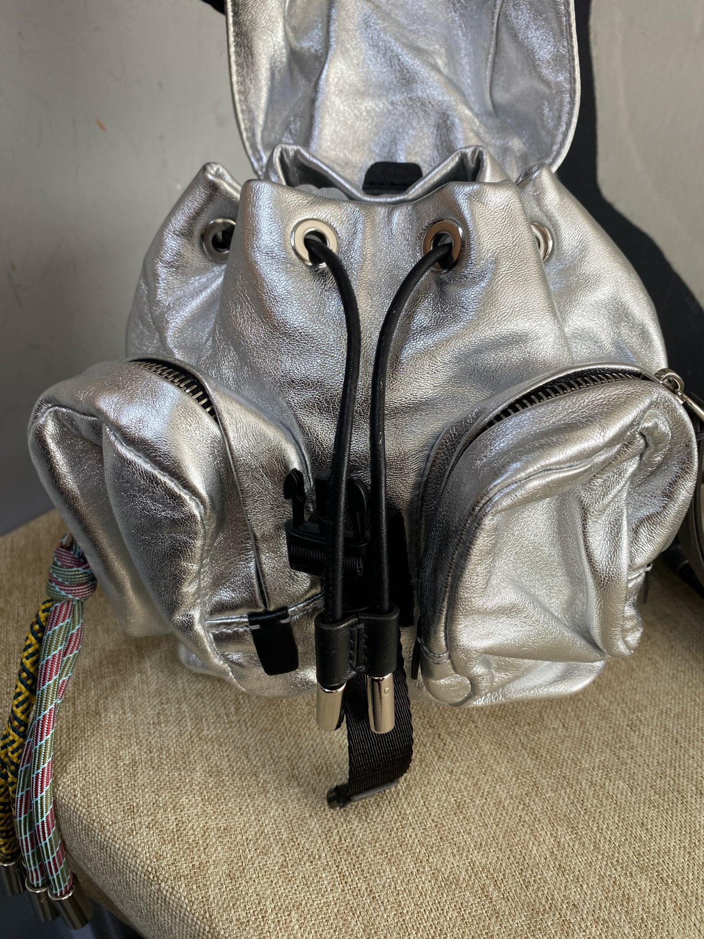 Moncler - Mini Dauphine - Metallic leather - Silver - (mini)