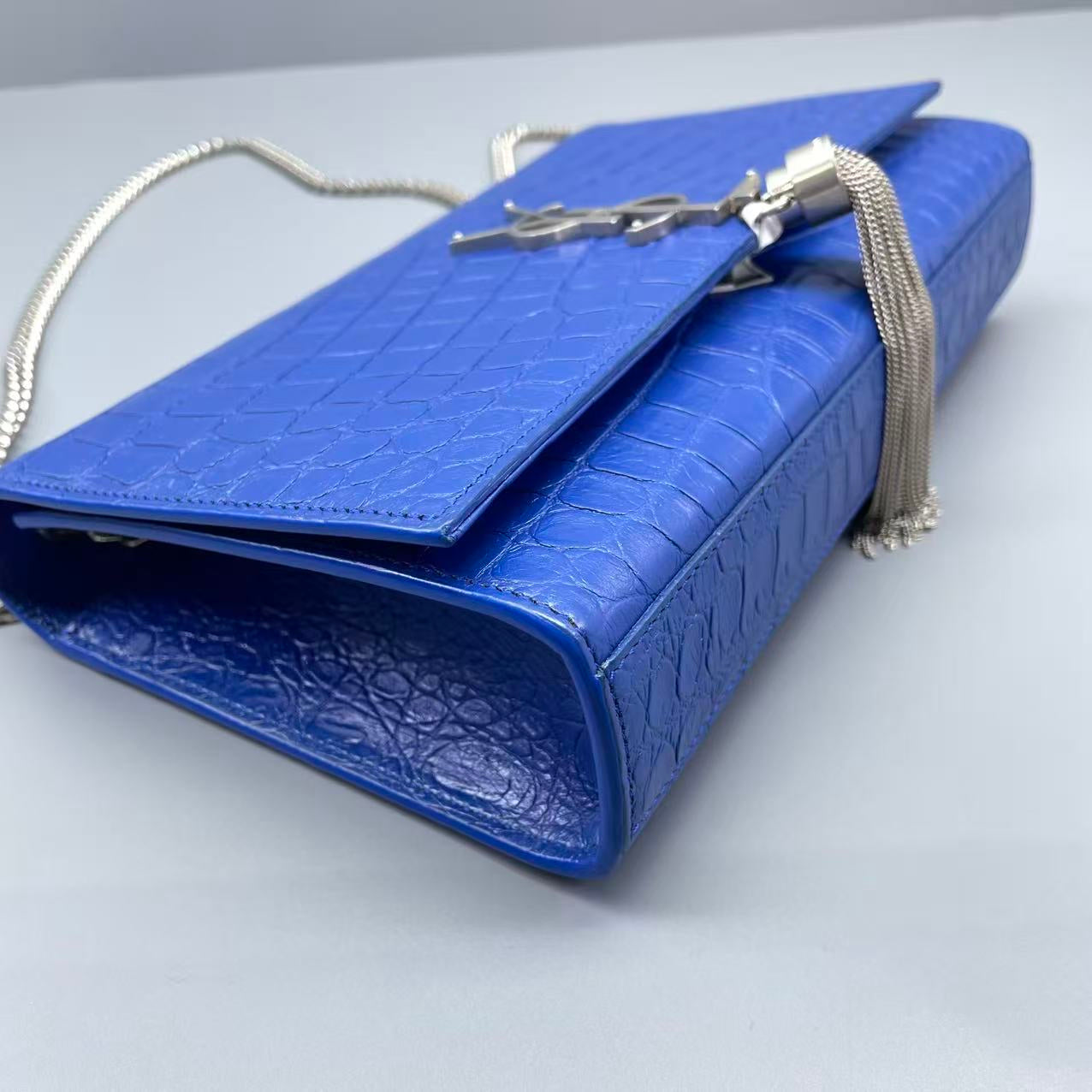 Saint Laurent - Kate Medium Tassel Bag - Crocodile-embossed leather - Blue - (Medium)
