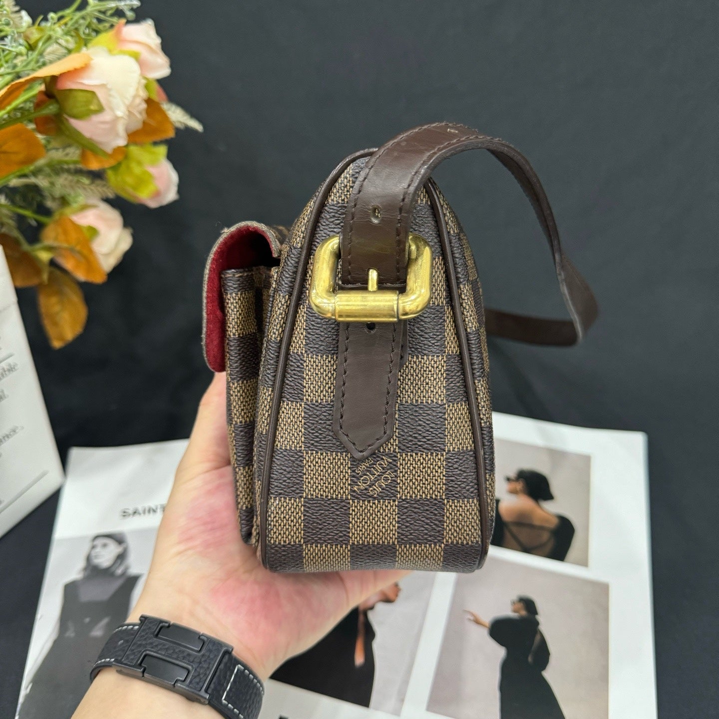 Louis Vuitton - Pochette Accessoires - Damier Ebene coated canvas with leather trim - Brown - (mini)