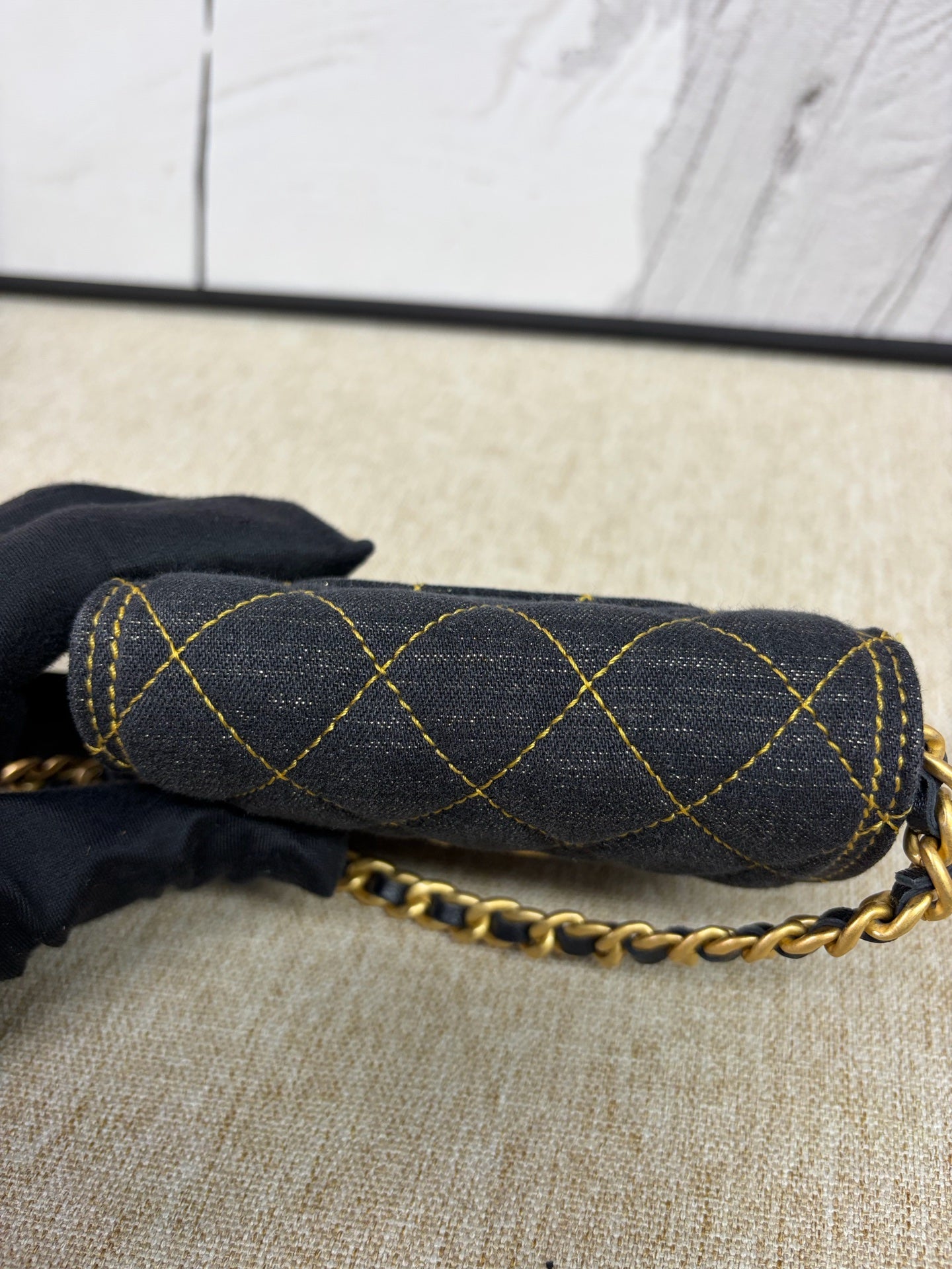 Chanel - Mini Messenger Chain Bag - Denim - Jeans - Black - (mini)