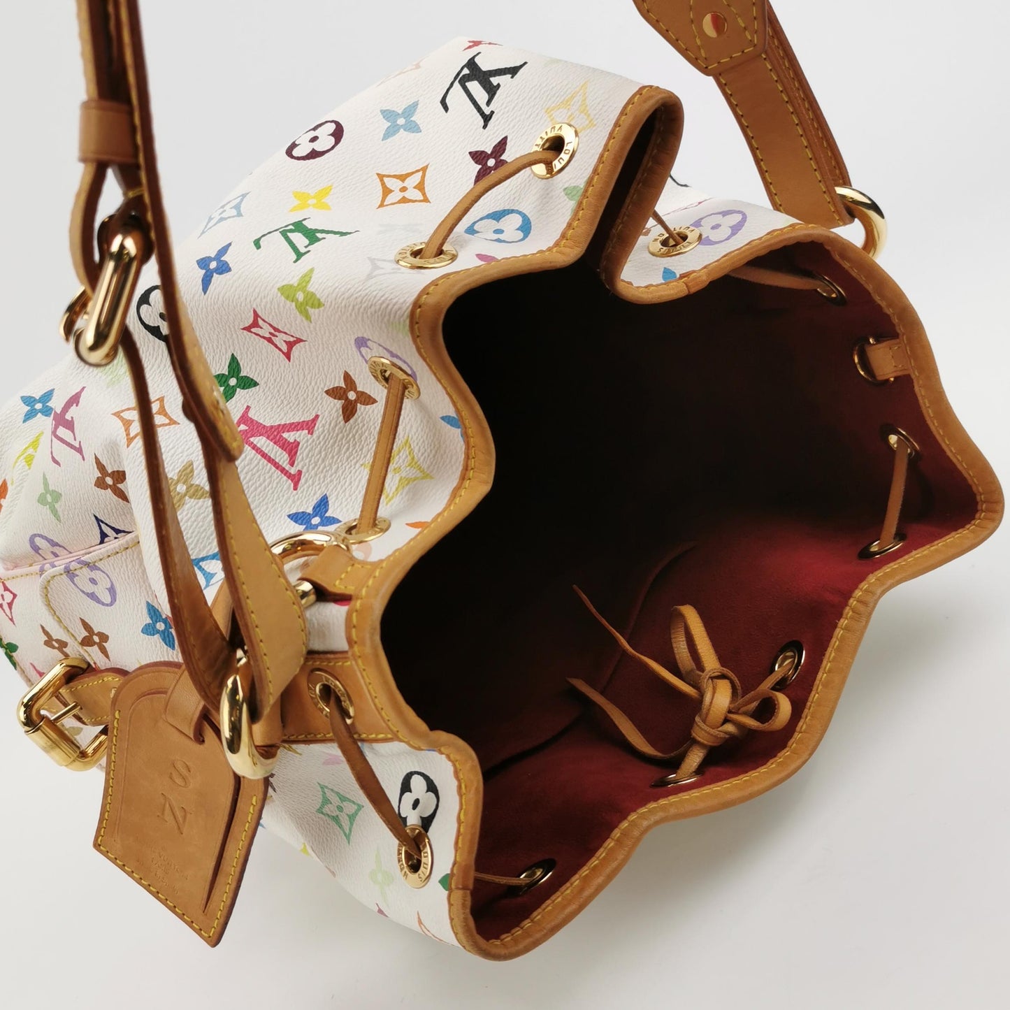 Louis Vuitton - Petit Noé Monogram Multicolore M42229 - Monogram Multicolore Canvas and Vachetta Leather - White with multicolour monogram - (medium)
