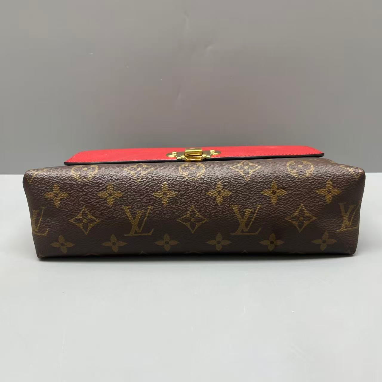 Louis Vuitton - Saint Placide - Monogram coated canvas and grained leather - Brown and Red - (small)