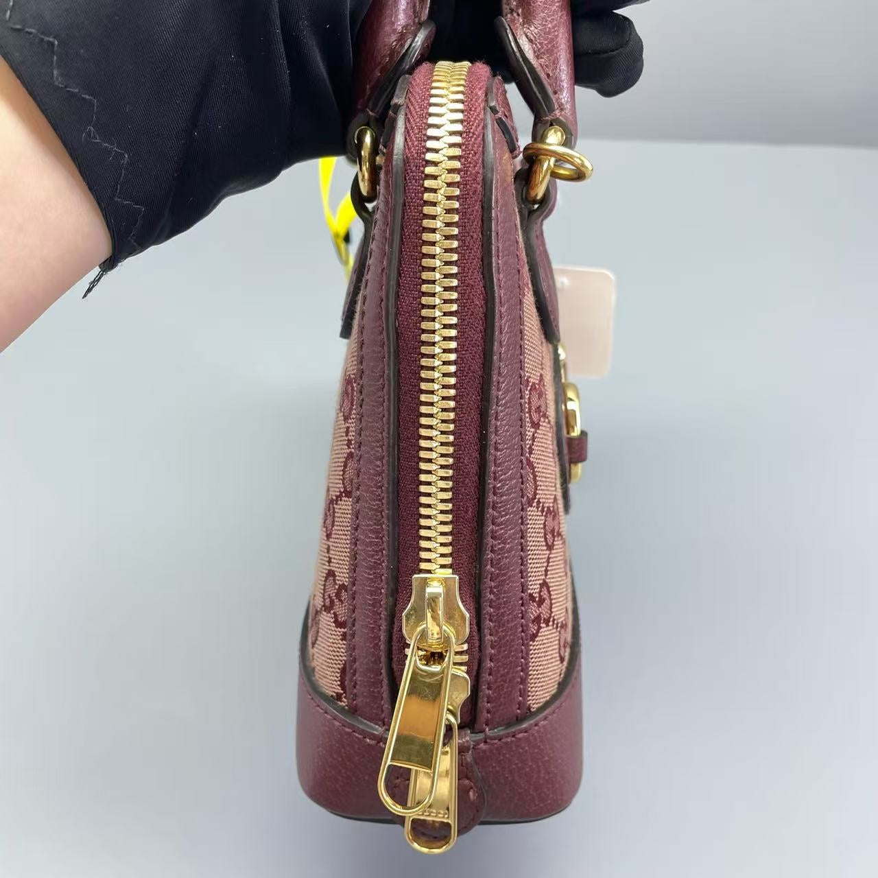 Gucci - 1955 Horsebit Mini Top Handle Bag - GG Supreme canvas with leather trim - Burgundy - (mini)