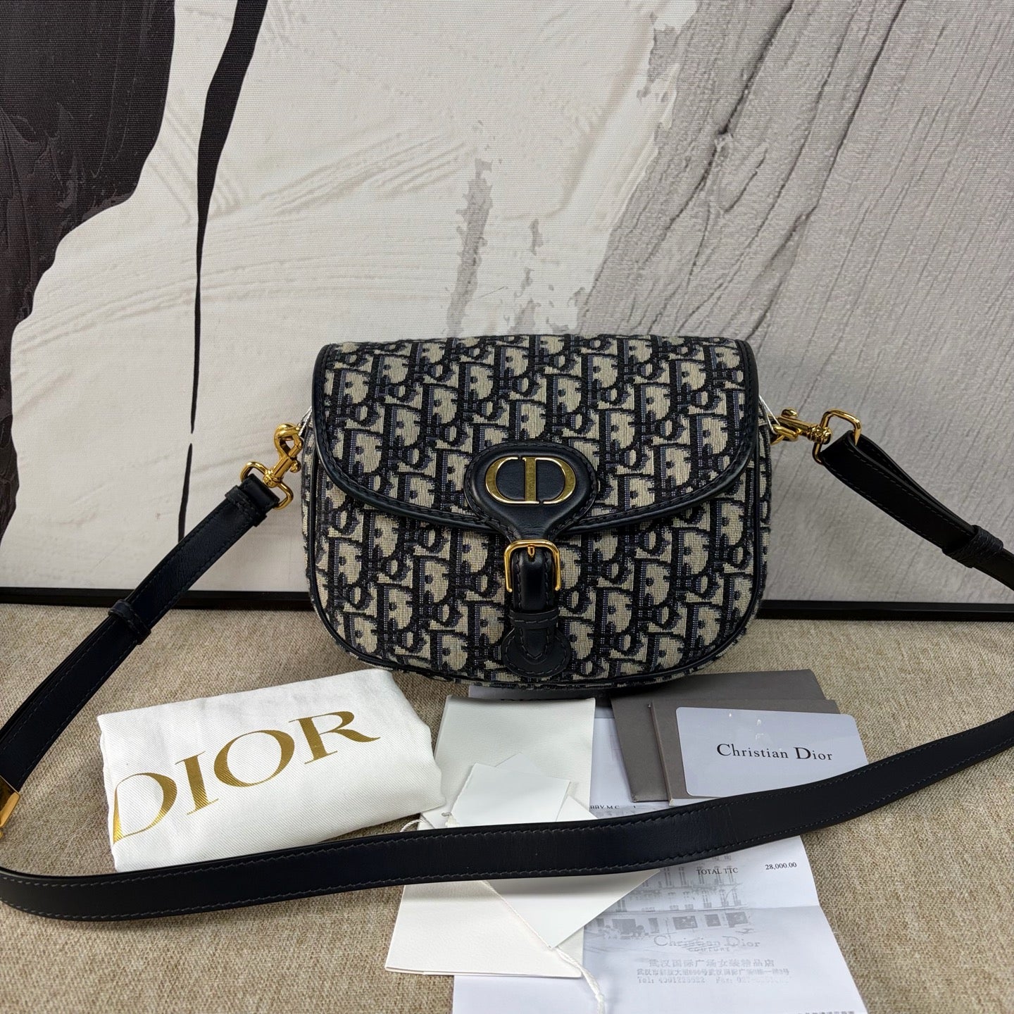 Dior - Bobby Bag - Oblique canvas with calfskin leather trim - Blue - (Medium)