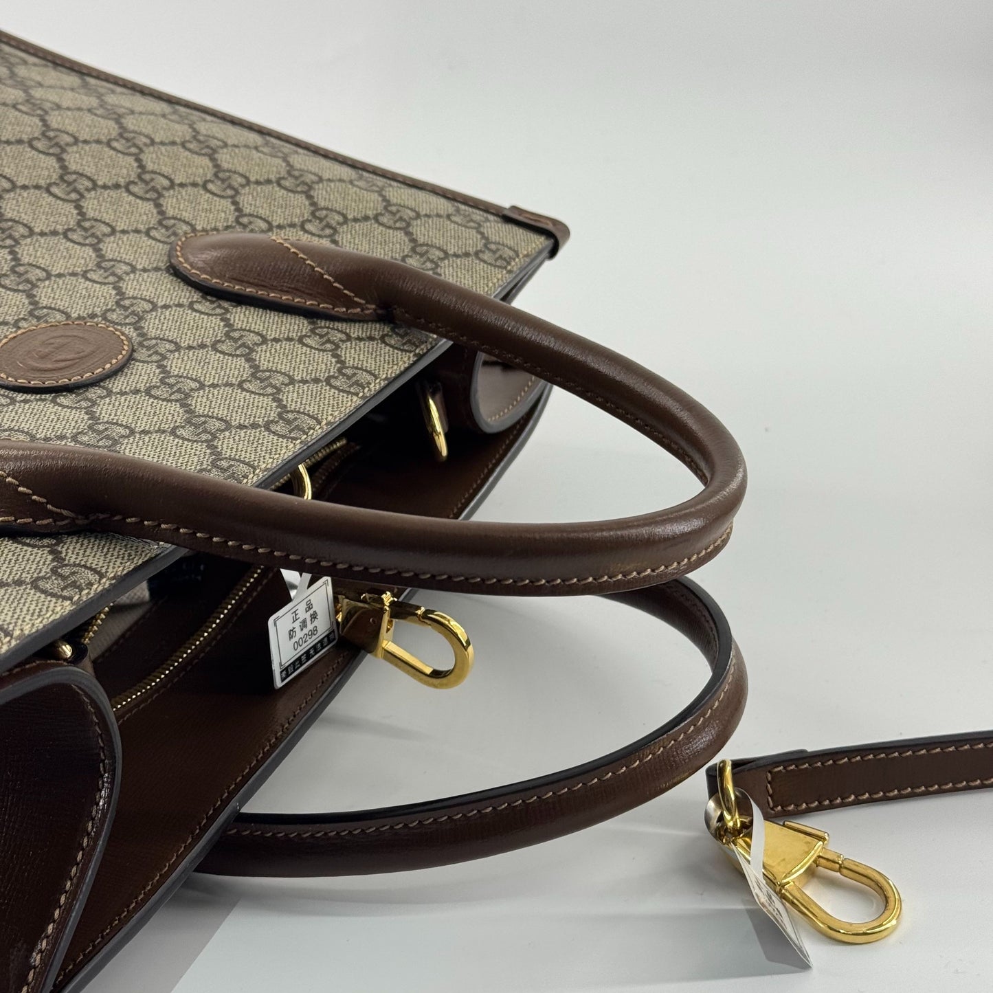 Gucci - Ophidia Small Tote Bag - GG Supreme coated canvas with leather trim - Beige and Brown - (small)