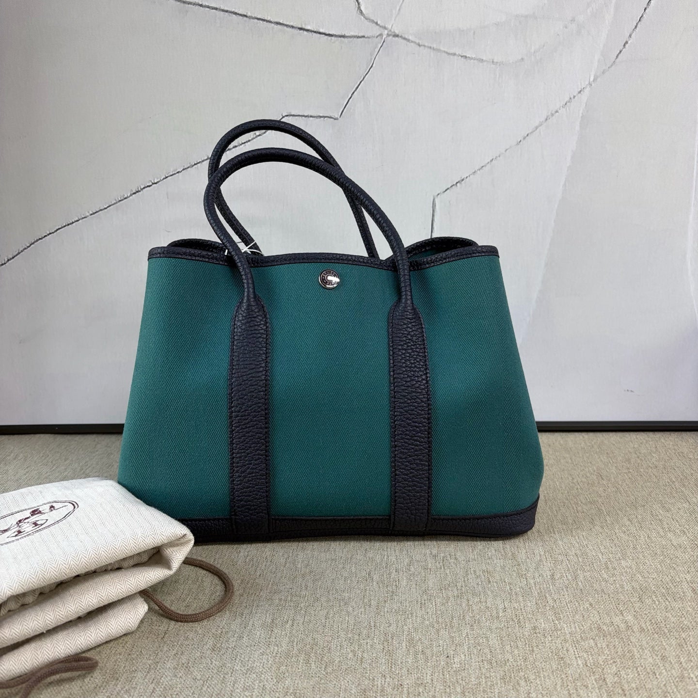 Hermès - Garden Party 30 - Canvas and Leather - Dark Green with Black - (Medium)