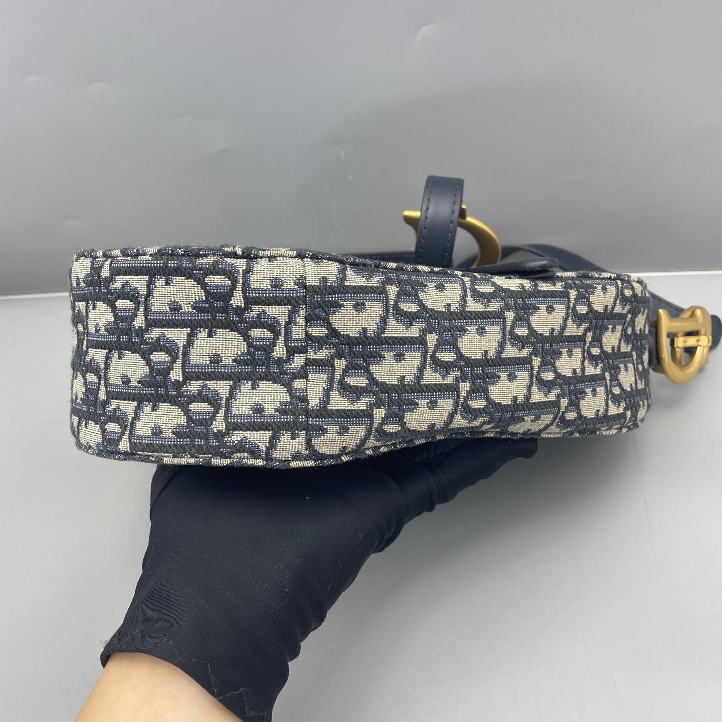 Dior - Saddle Bag - Dior Oblique jacquard canvas with navy blue calfskin leather trim - Blue - (medium)