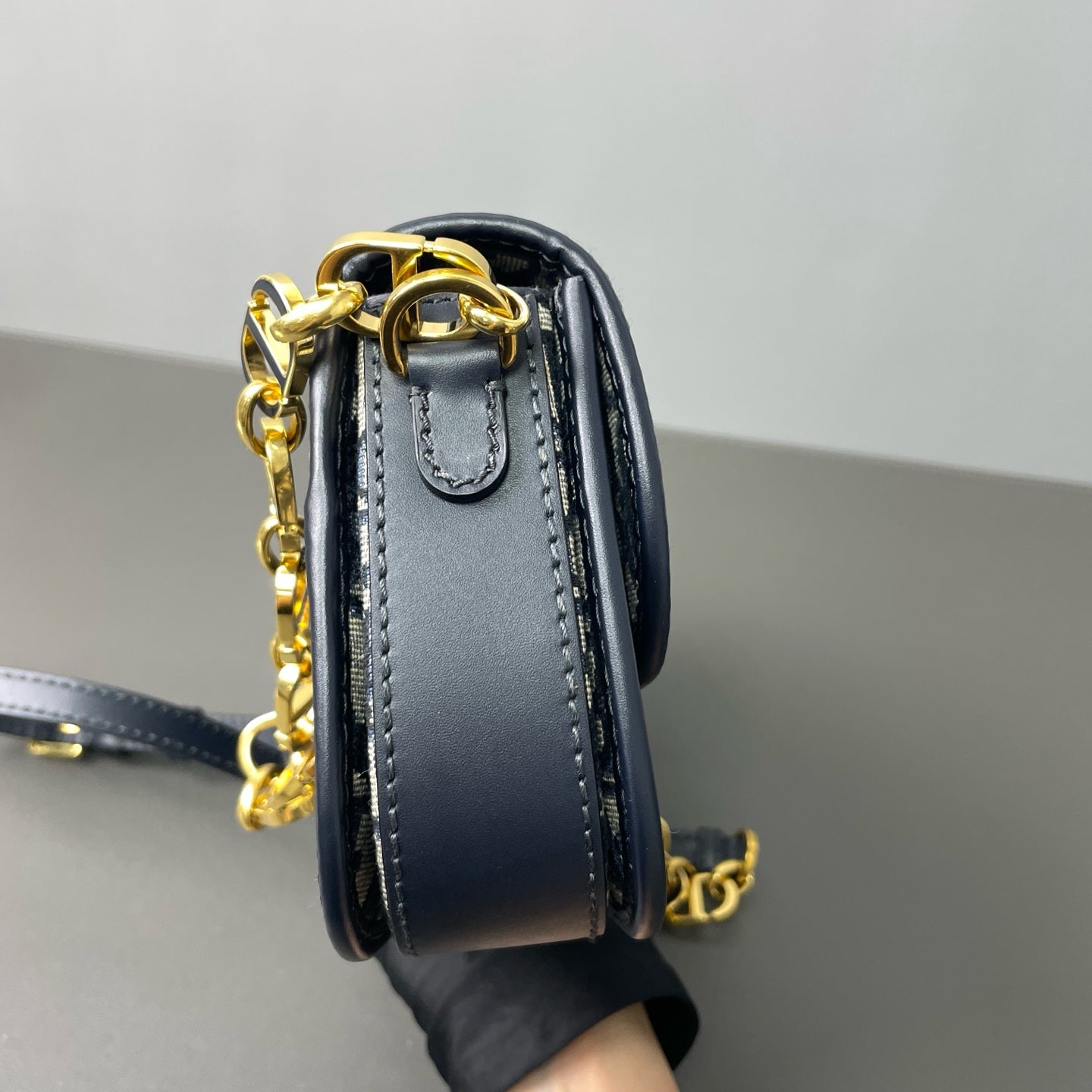 Dior - Montaigne Avenue Oblique Chain Bag - Oblique canvas with leather trim - Blue - (mini)
