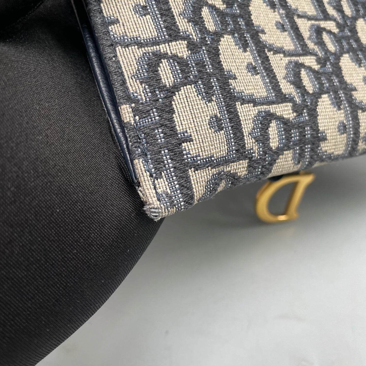 Dior - Saddle Two-in-One WOC Chain Bag - Embroidered Oblique canvas with leather trim - Blue - (mini)