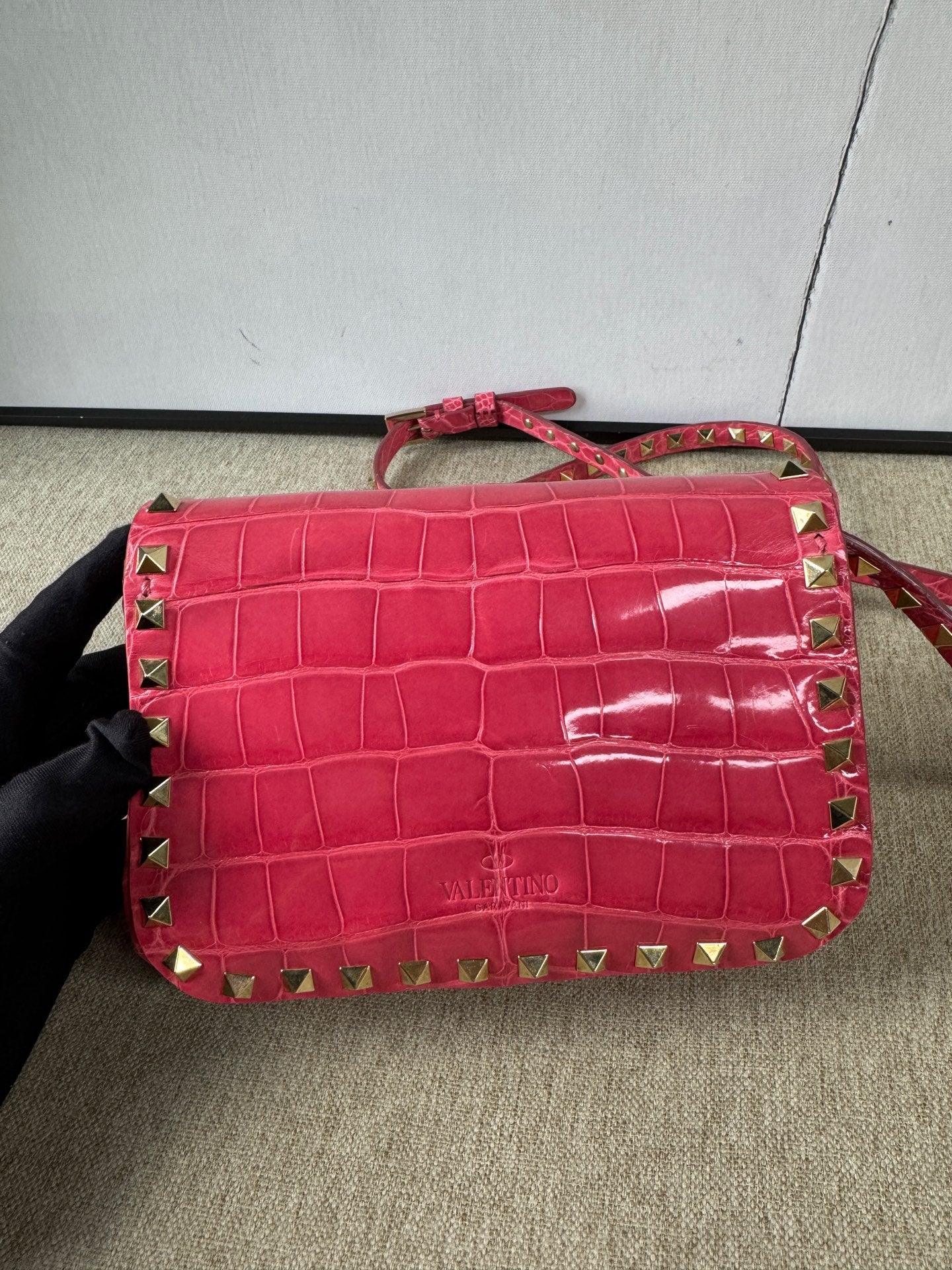 Valentino - Rockstud - Exotic leathers - Crocodile - Pink - (Mini)