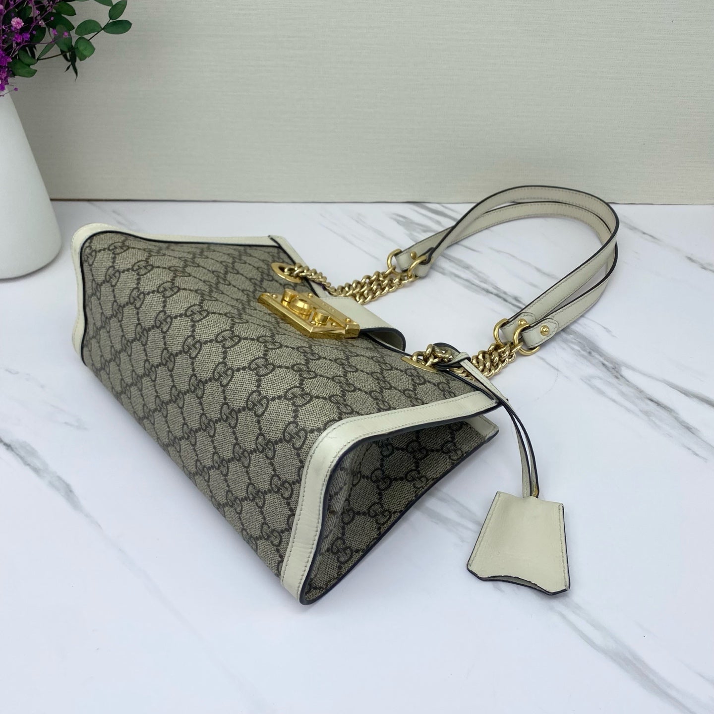 Gucci - Padlock - GG Supreme canvas with white leather trim - Beige GG Supreme with White Leather Trim - (small)