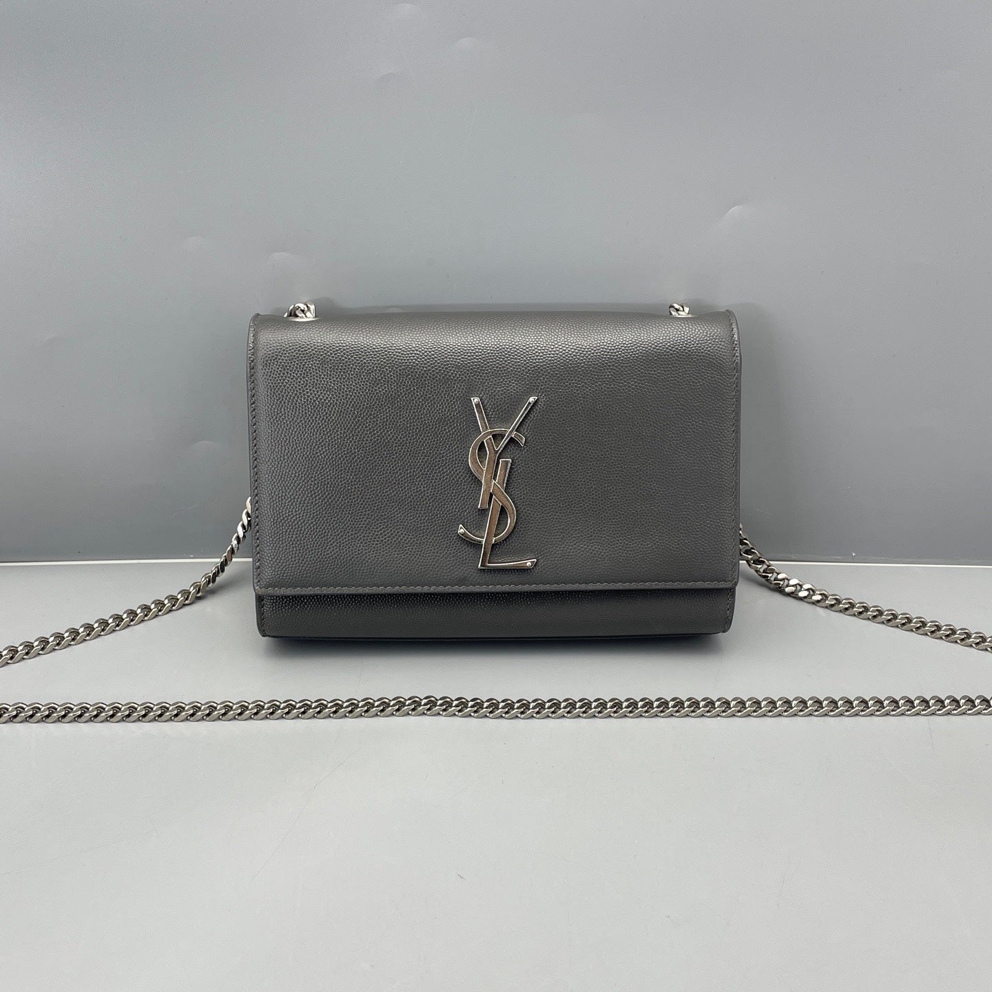 Saint Laurent - Kate Chain Wallet - Leather - Grey - (mini)