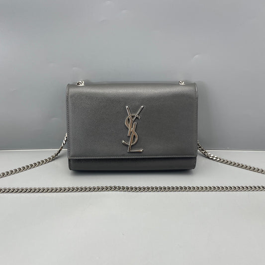 Saint Laurent - Kate Chain Wallet - Leather - Grey - (mini)