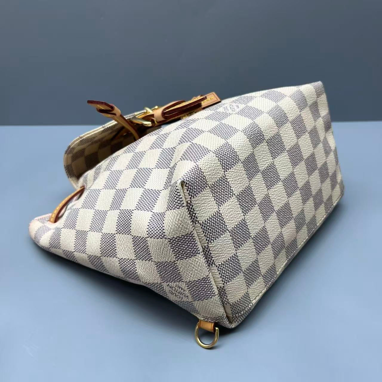 Louis Vuitton - Sperone Backpack - Damier Azur coated canvas with natural cowhide leather trim - White - (Small)