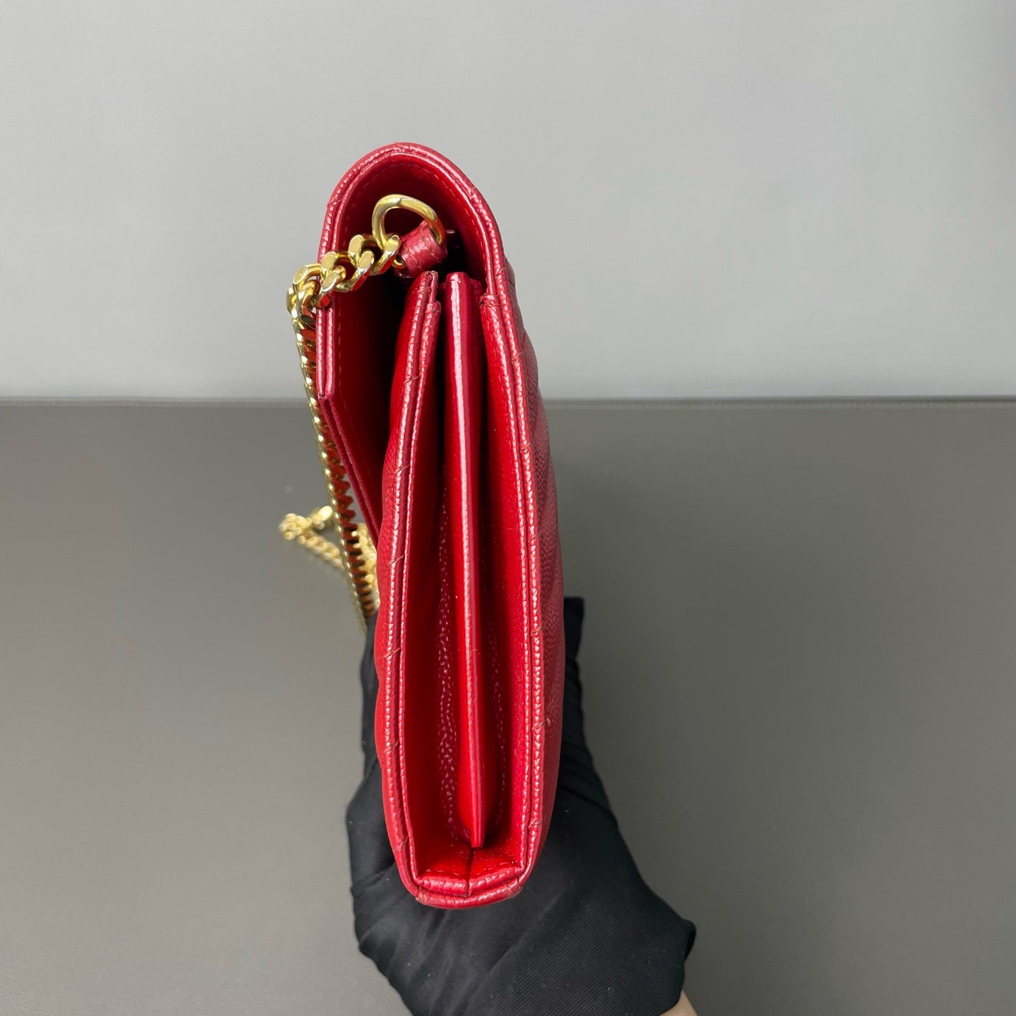 Saint Laurent - Monogram Chain Wallet - Leather - Red - (mini)