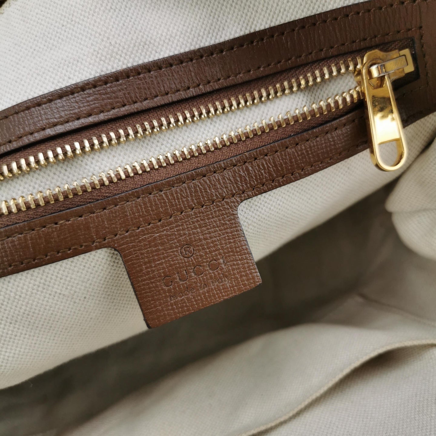 Gucci - Horsebit 1955 - GG Supreme canvas with leather trim - Beige and Brown - (small)