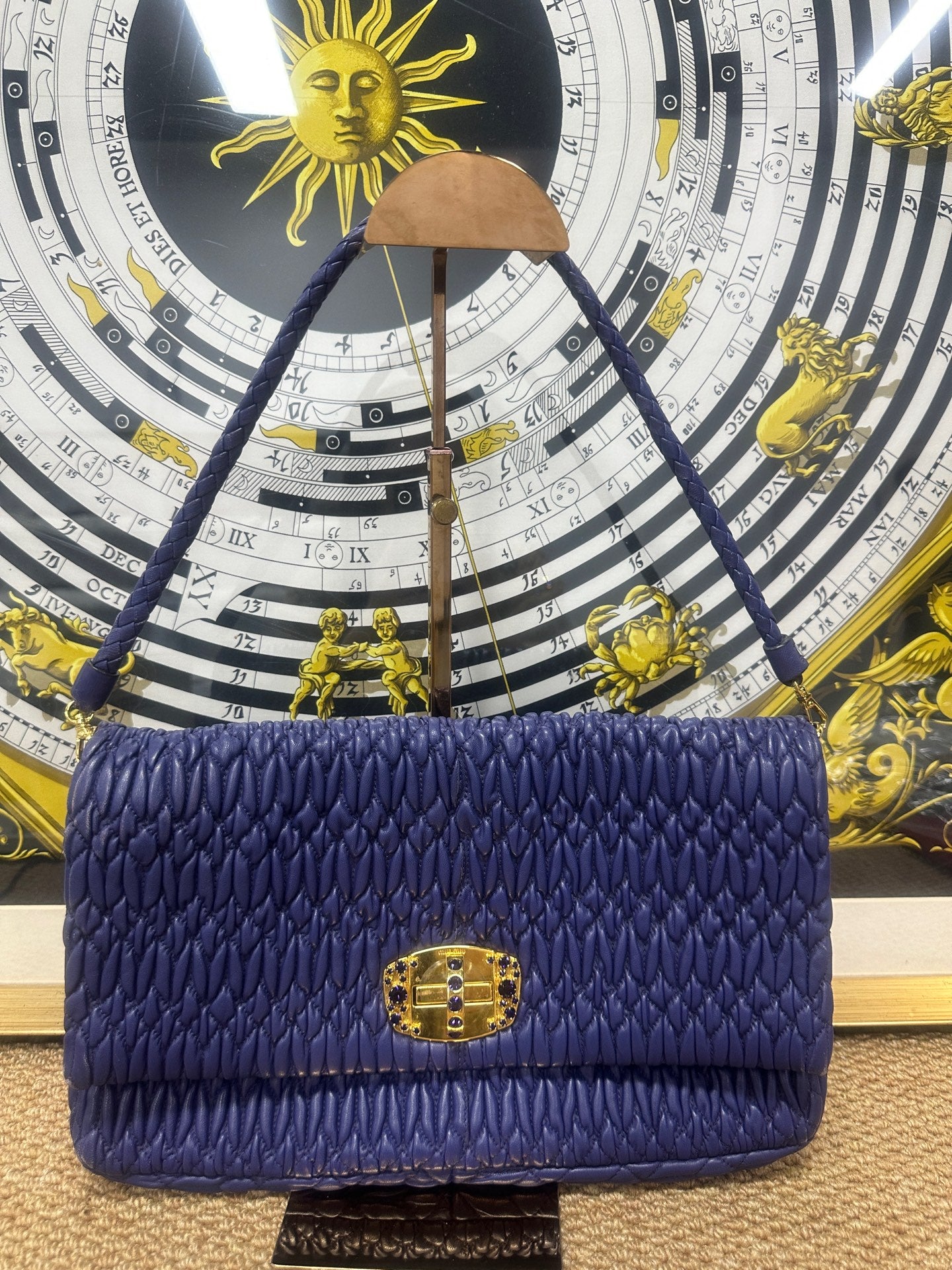 Miu Miu - Matelassé Jeweled Large Crossbody Bag - Leather - Purple - (large)
