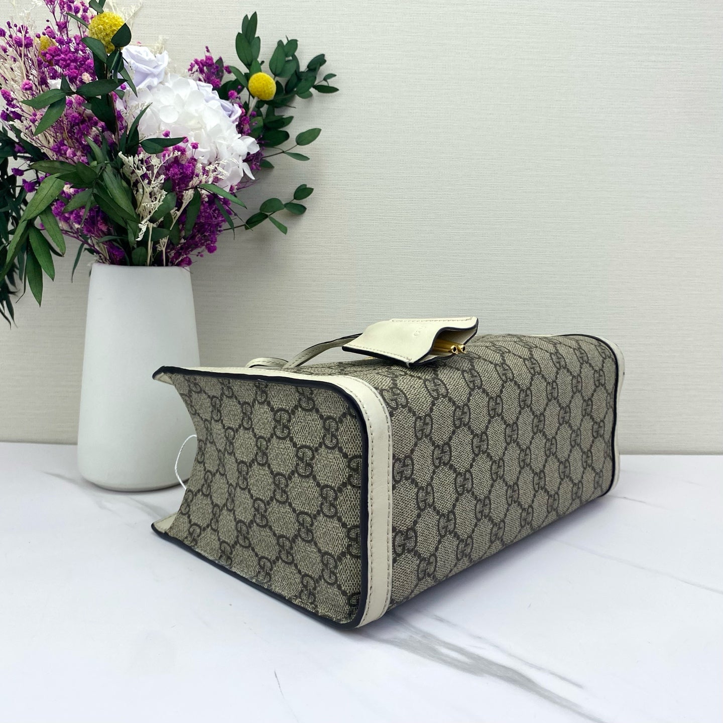 Gucci - Padlock Tote Small - GG Supreme canvas with leather trim - White - (Small)