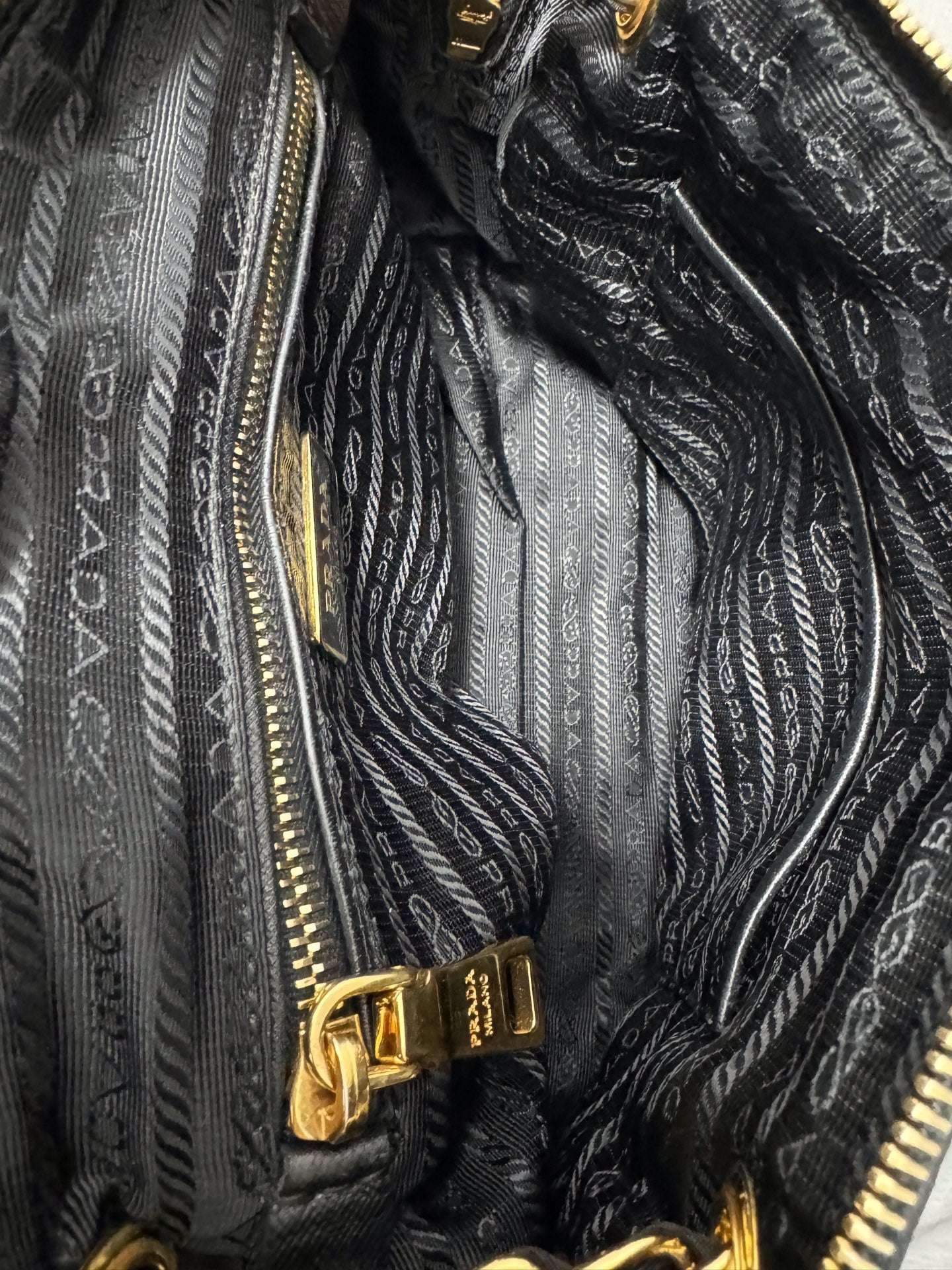 Prada - Quilted Nylon Chain Shoulder Bag - Technical fabric - Black - (Small)