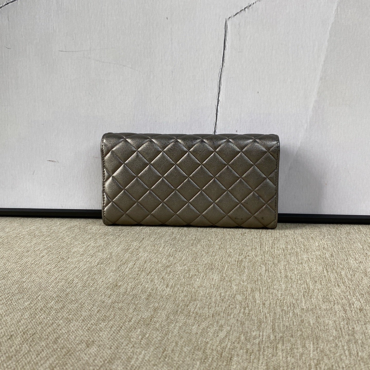 Chanel - Classic Flap Long Wallet - Metallic calfskin leather - Metallic Grey - (Standard)