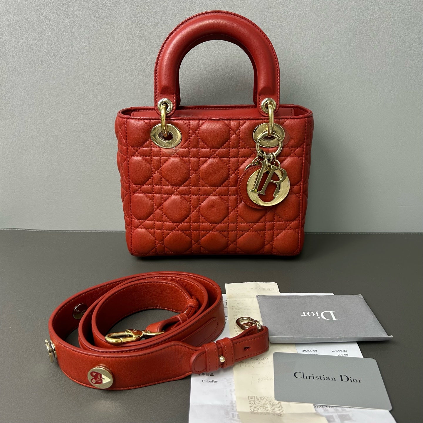 Dior - Lady Dior - Lambskin leather - Red - (small)