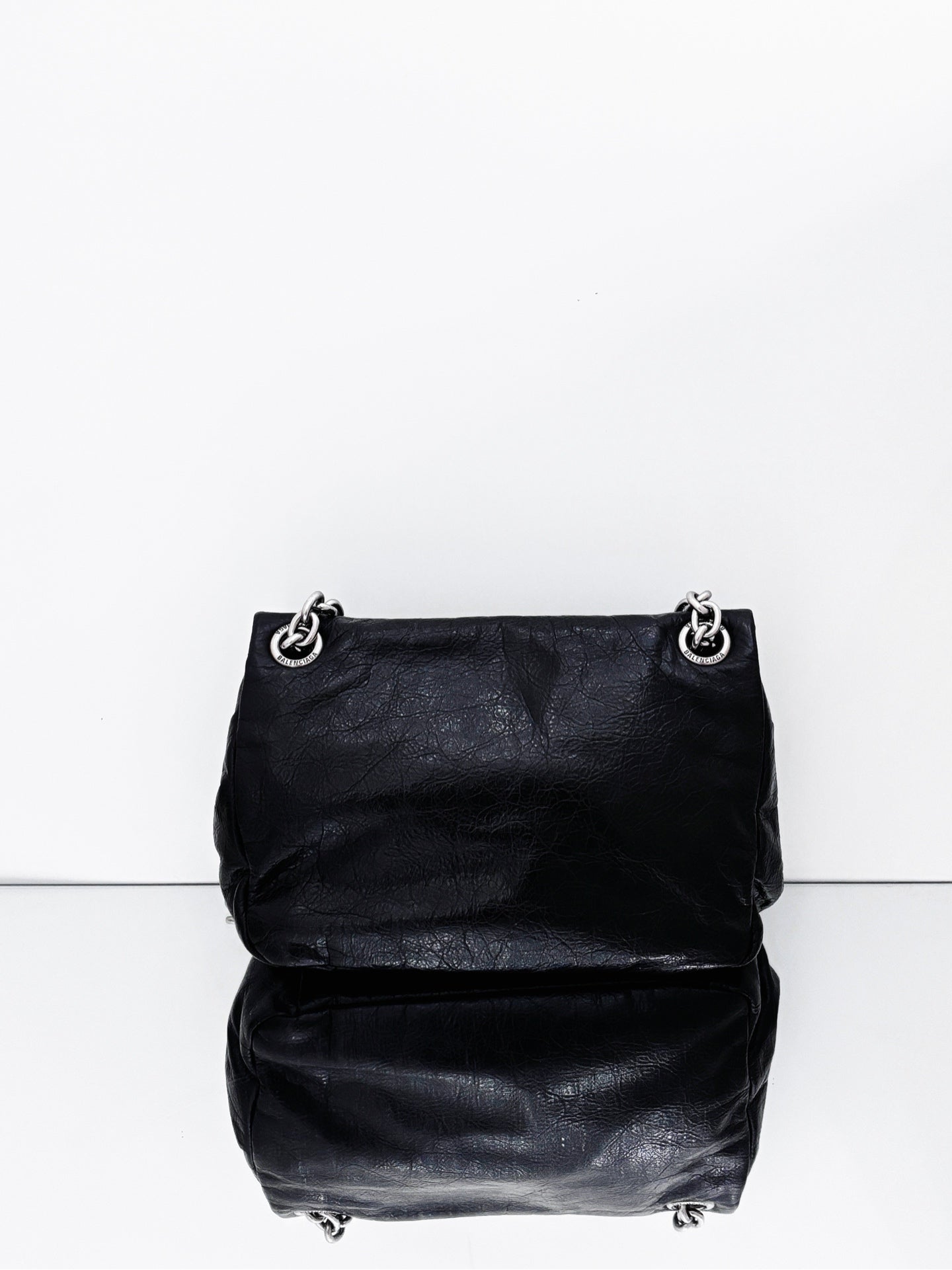 Balenciaga - Monaco BB Flap Bag - Grained calfskin leather - Black - (mini)