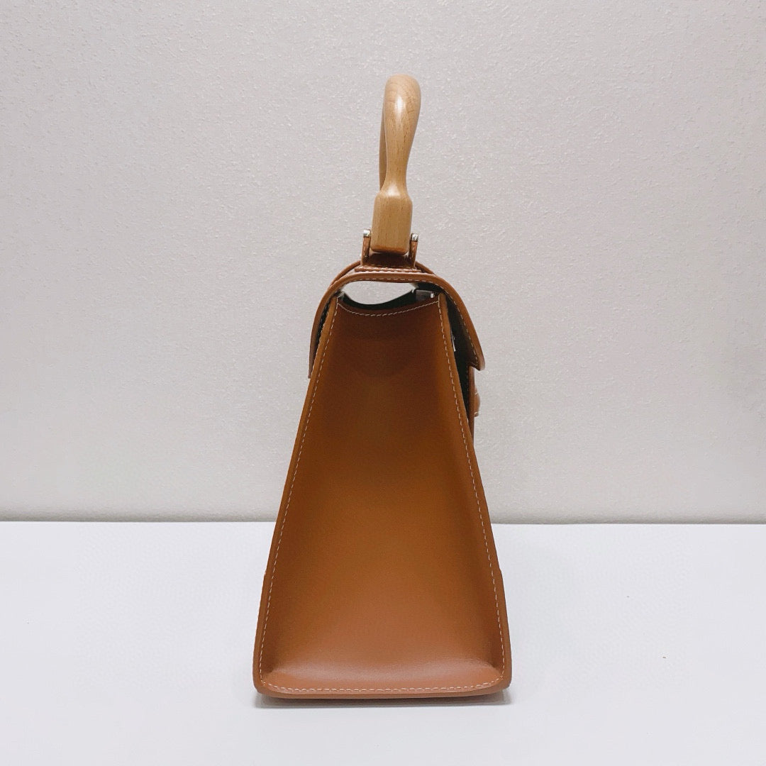 Goyard - Saigon PM (Petit Modèle) with Bandouliere - Goyardine canvas with leather trim and wooden handle - Brown (Goyardine monogram) with Caramel leather - (Small)