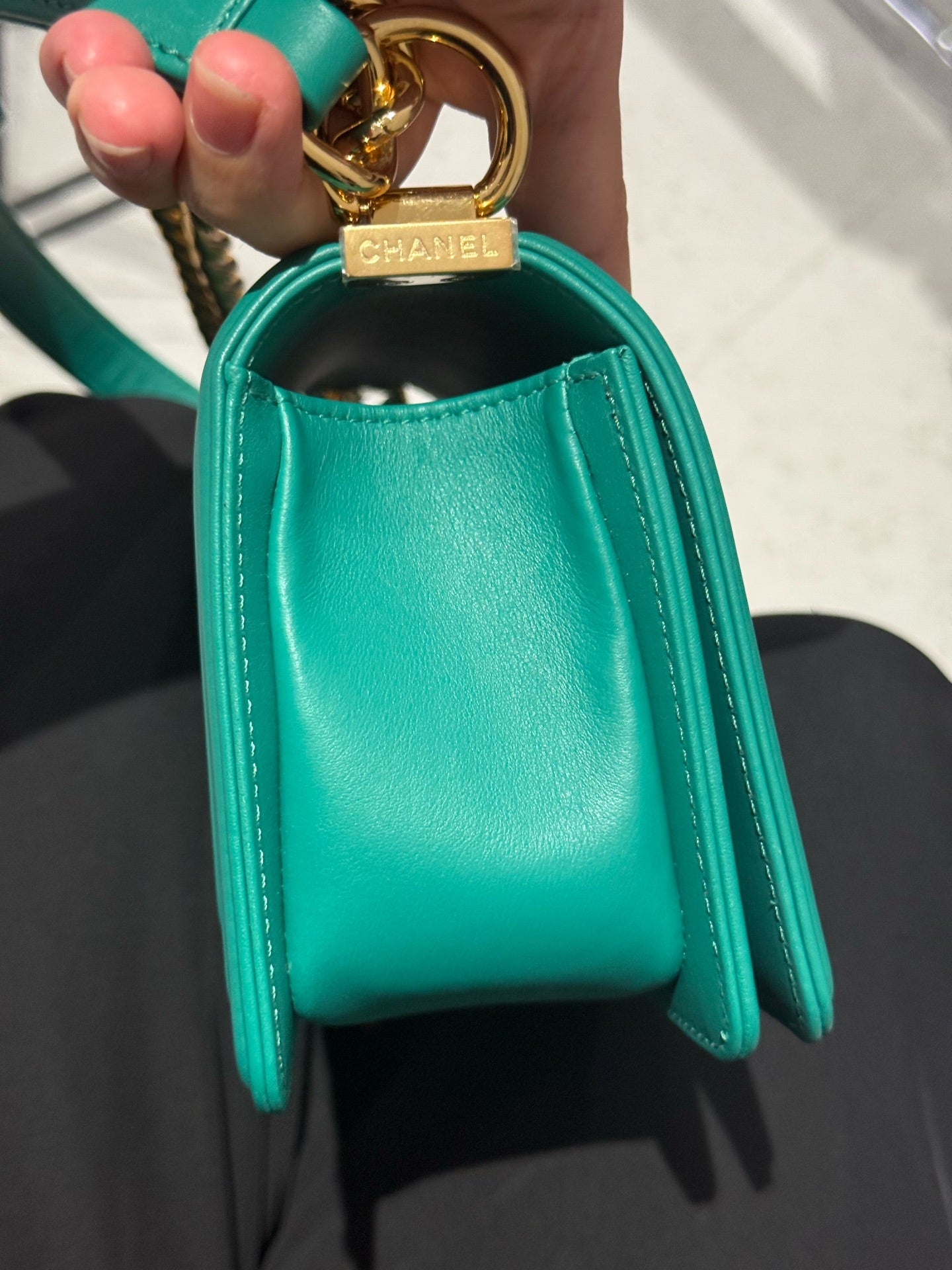Chanel - Le Boy Flap Bag - Calfskin leather - Green - (small)