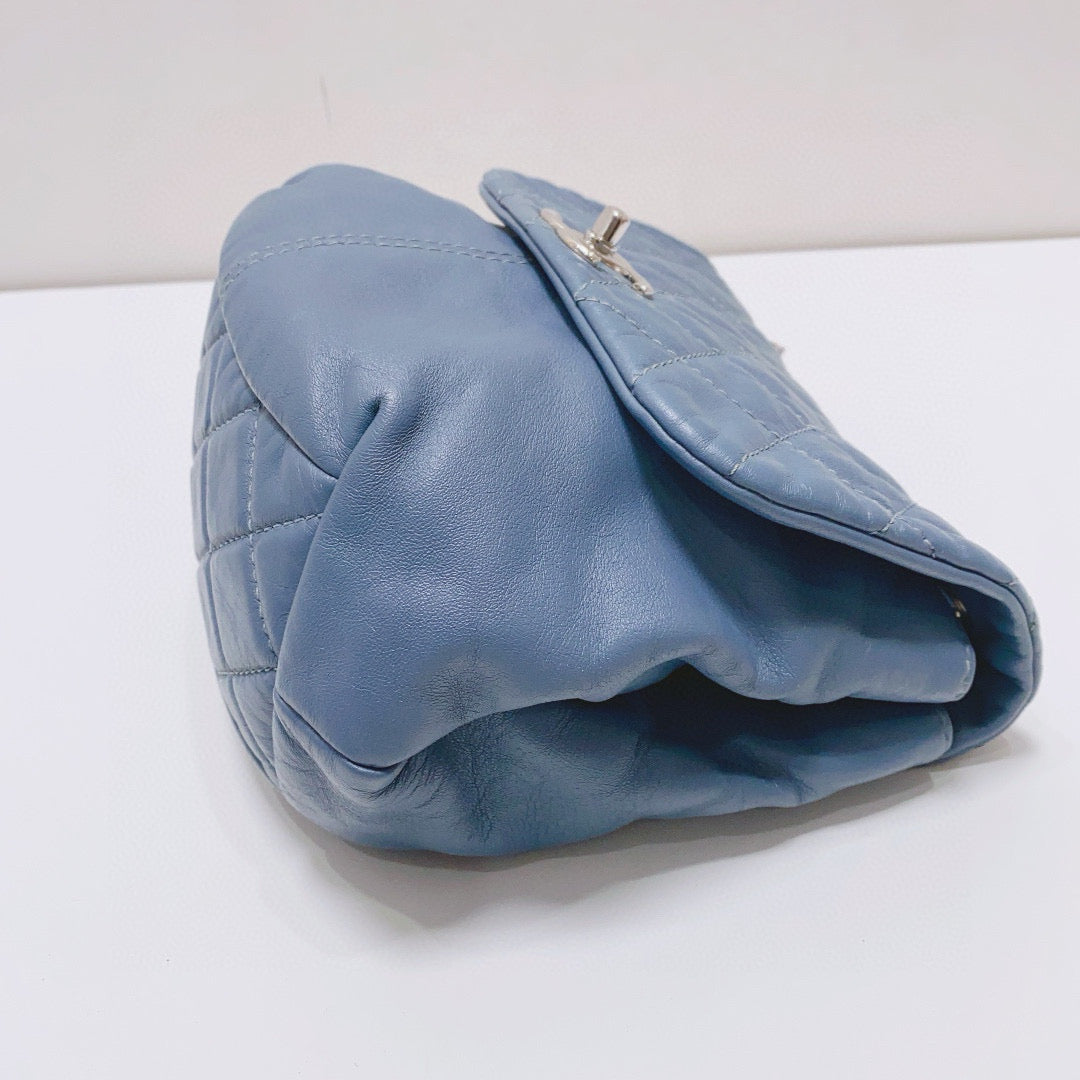 Chanel - Quilted Dumpling Flap Bag - Lambskin leather - Hazy Blue with Silver-Tone Hardware - (mini)