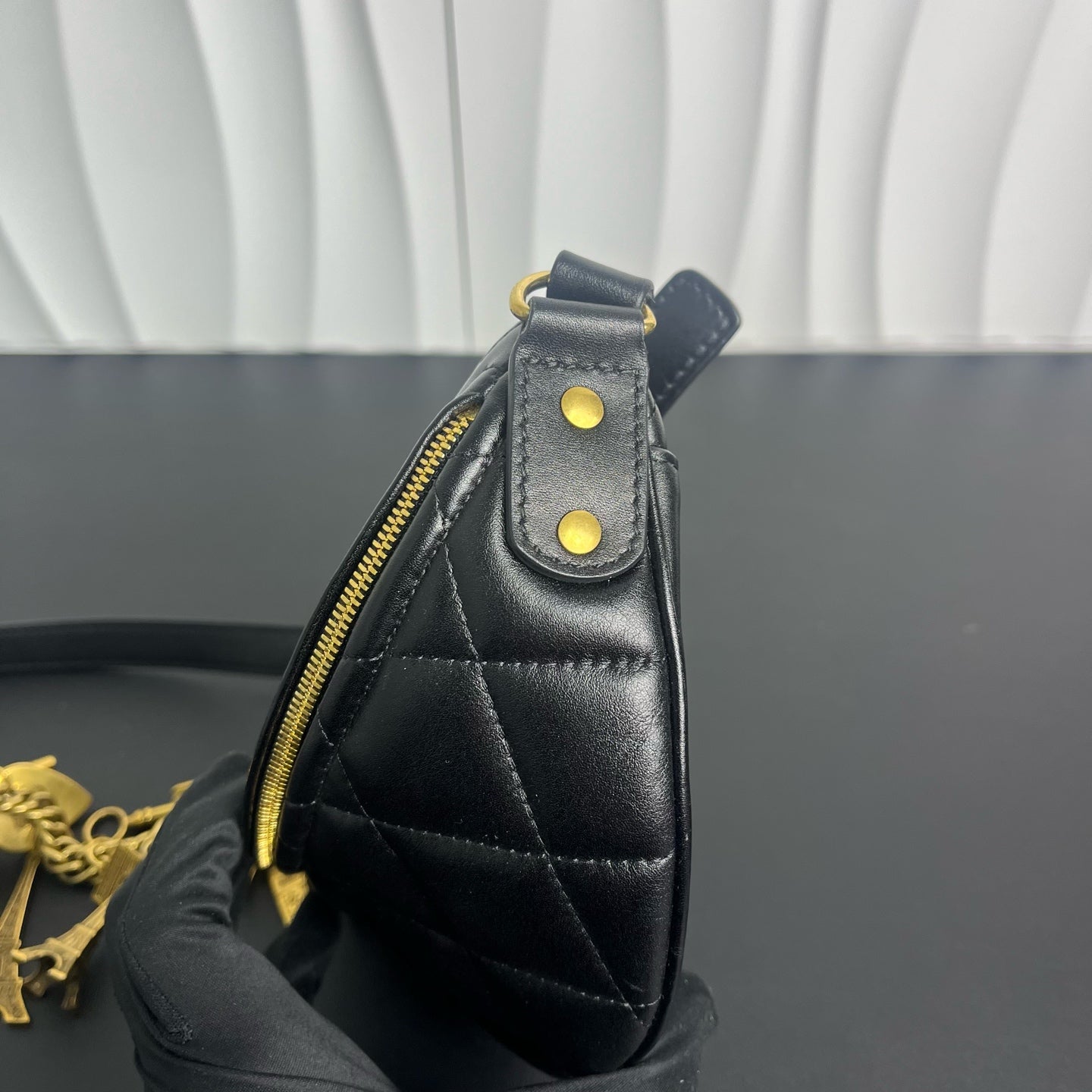 Balenciaga - Quilted Half-Moon Belt Bag - Goatskin leather - Black - (mini)