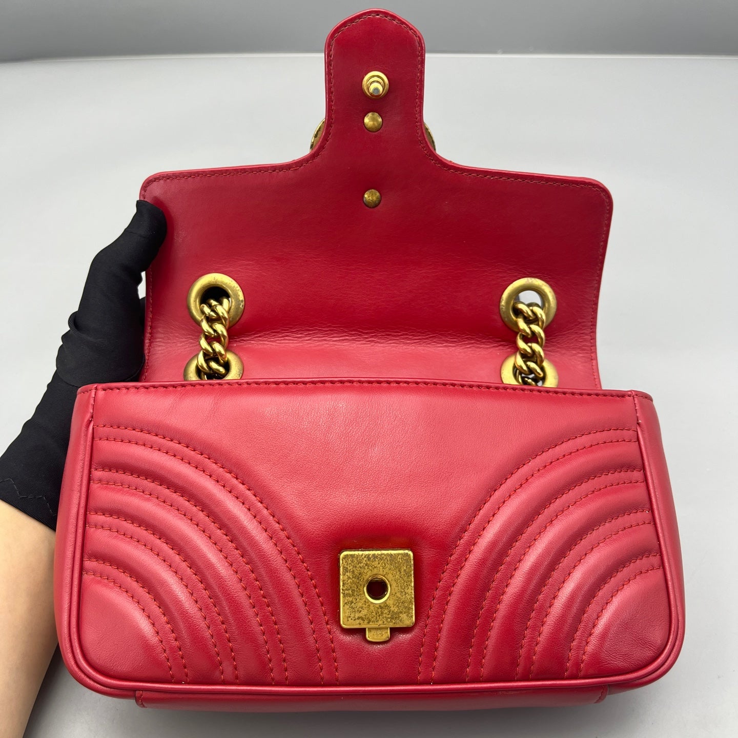 Gucci - GG Marmont Matelassé Mini Bag - Leather - Red - (mini)