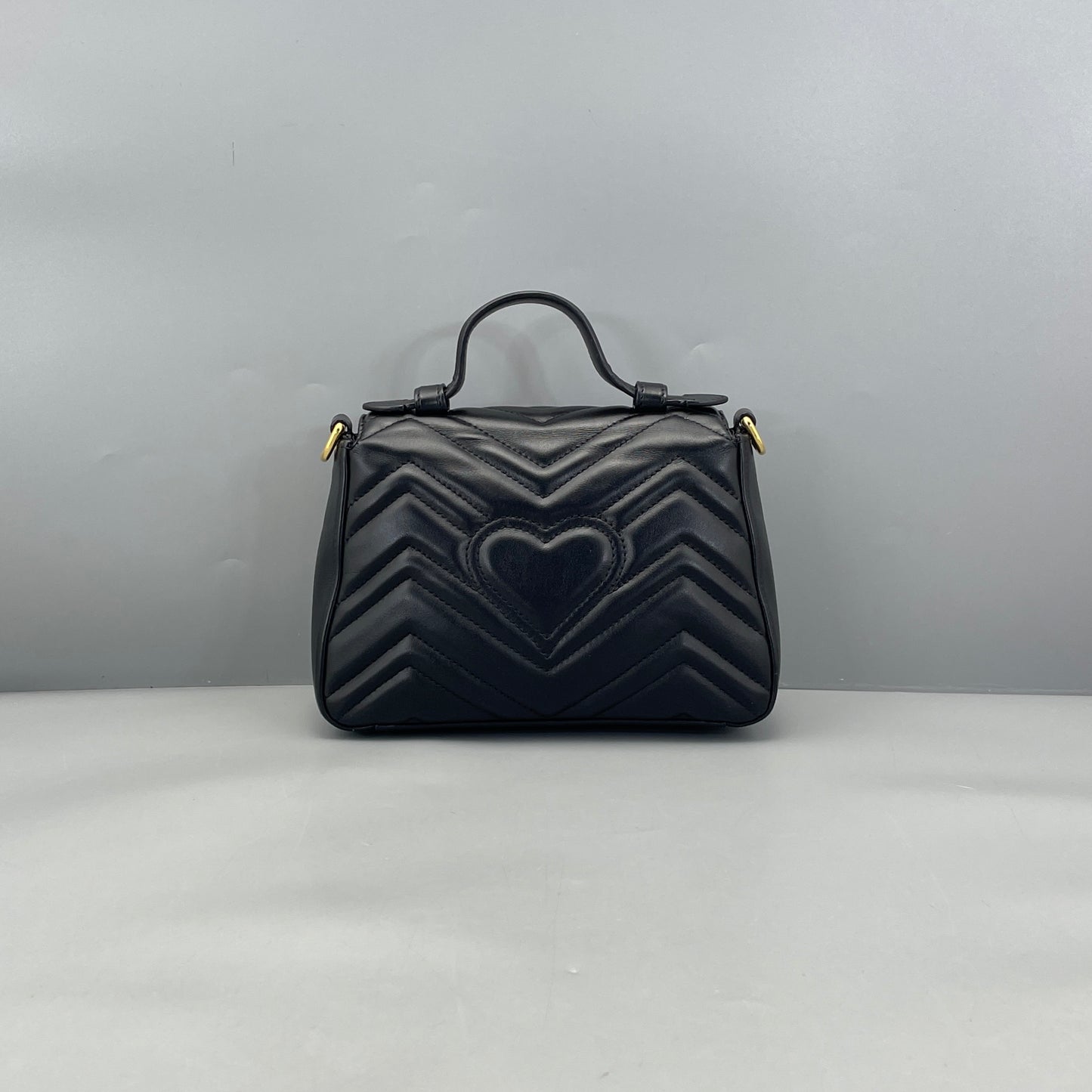 Gucci - GG Marmont Mini Top Handle Messenger Bag - Leather - Black - (mini)